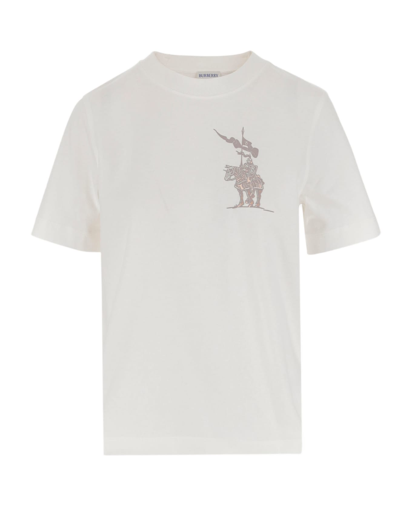 Burberry Ekd Cotton T-shirt With Logo - Bianco