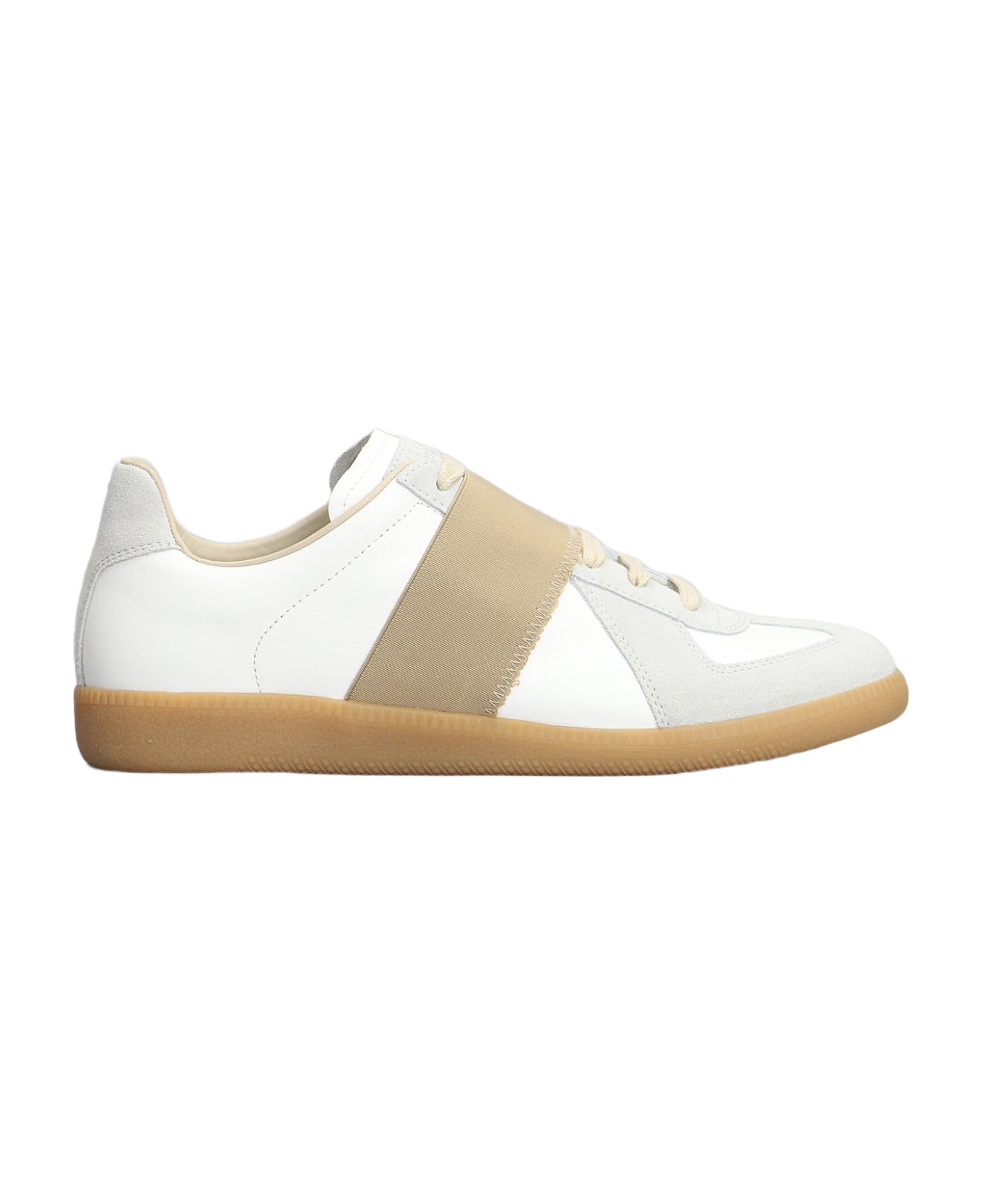 Maison Margiela Replica Sneakers In White Suede And Leather - white