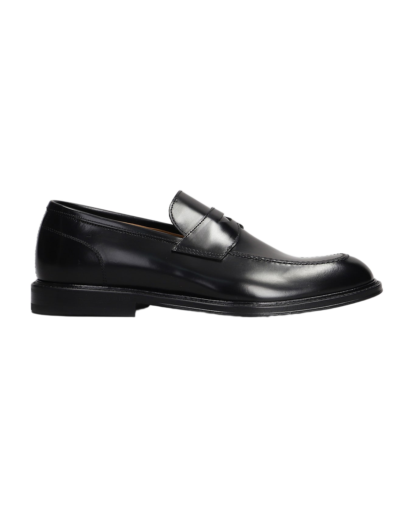 Green George Loafers In Black Leather - black