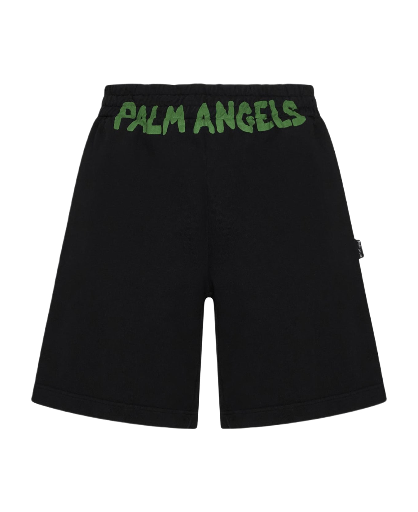Palm Angels Logo Cotton Sweatshorts - Black green fl