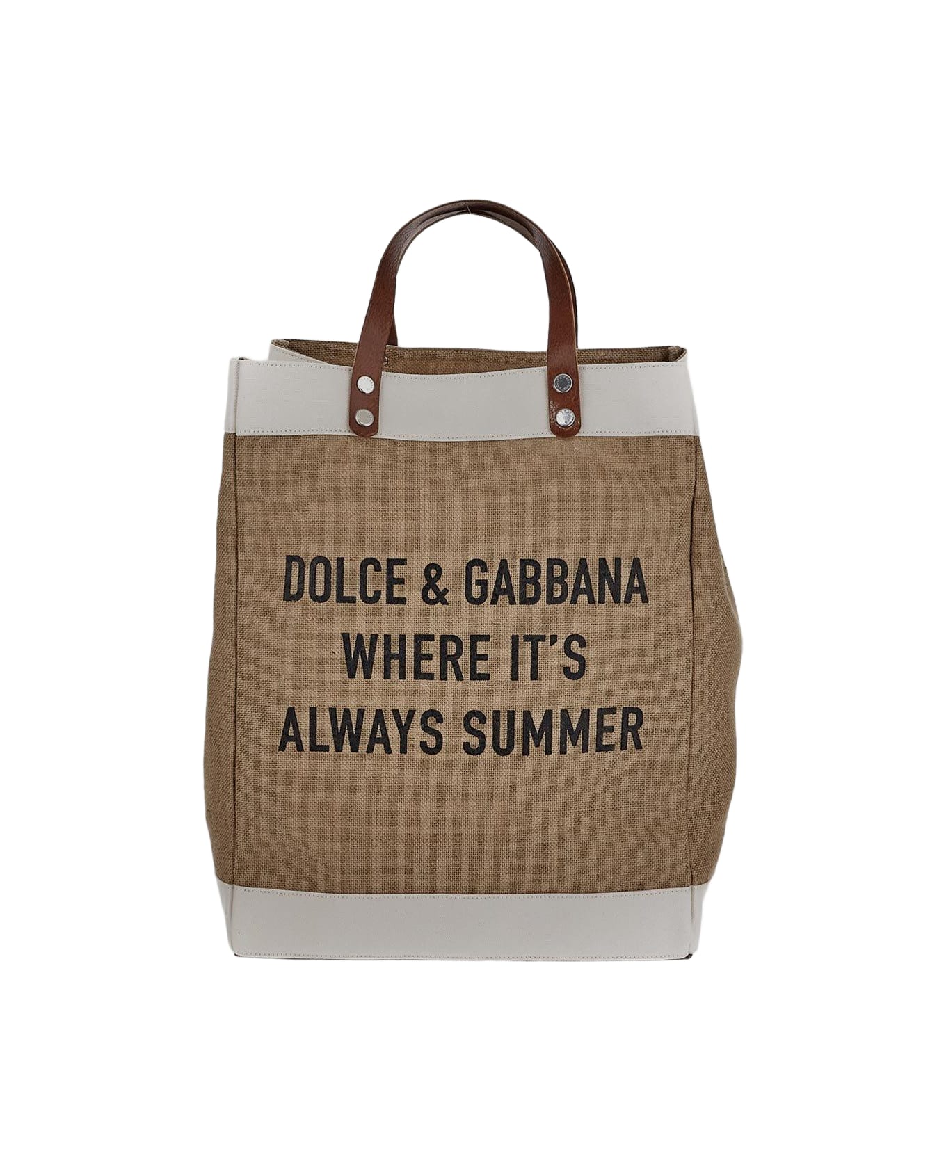 Dolce & Gabbana Logo-printed Open Top Tote Bag - BEIGE
