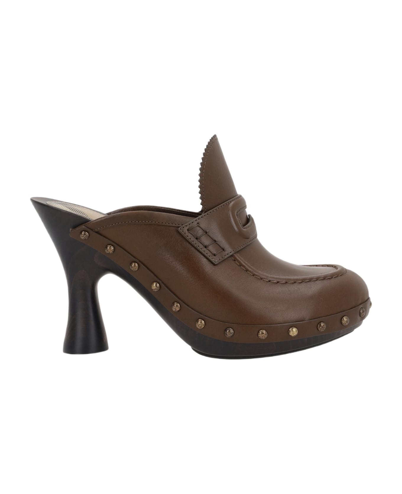 Burberry Potter Clogs In Smooth Leather - Brown