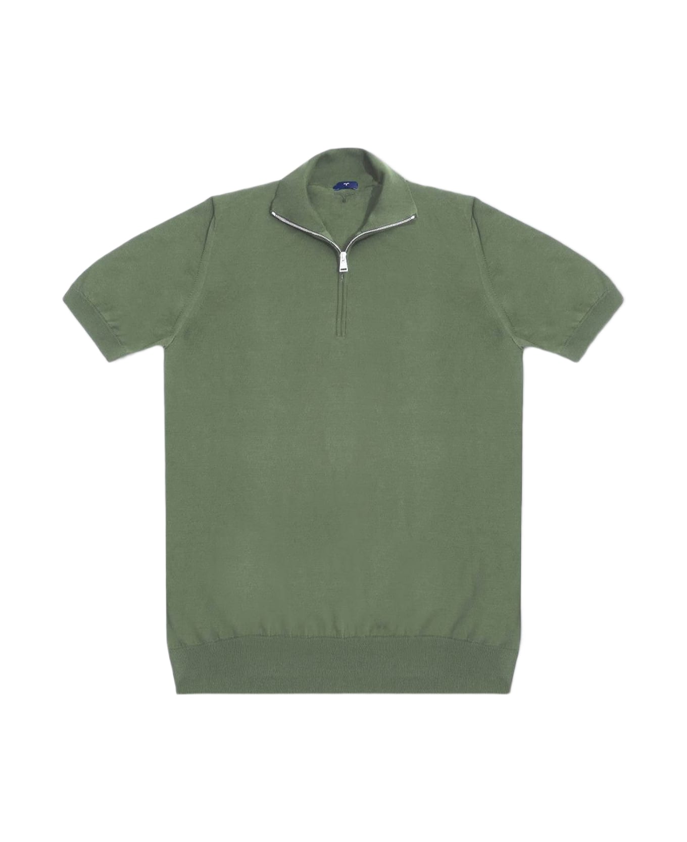 Larusmiani Paul T-shirt With Zip Sweater - Olive