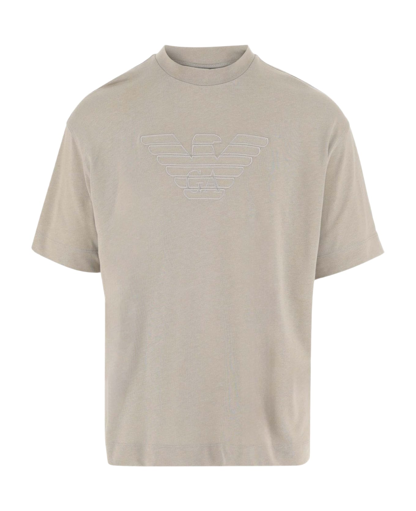 Emporio Armani Cotton T-shirt With Logo - Beige