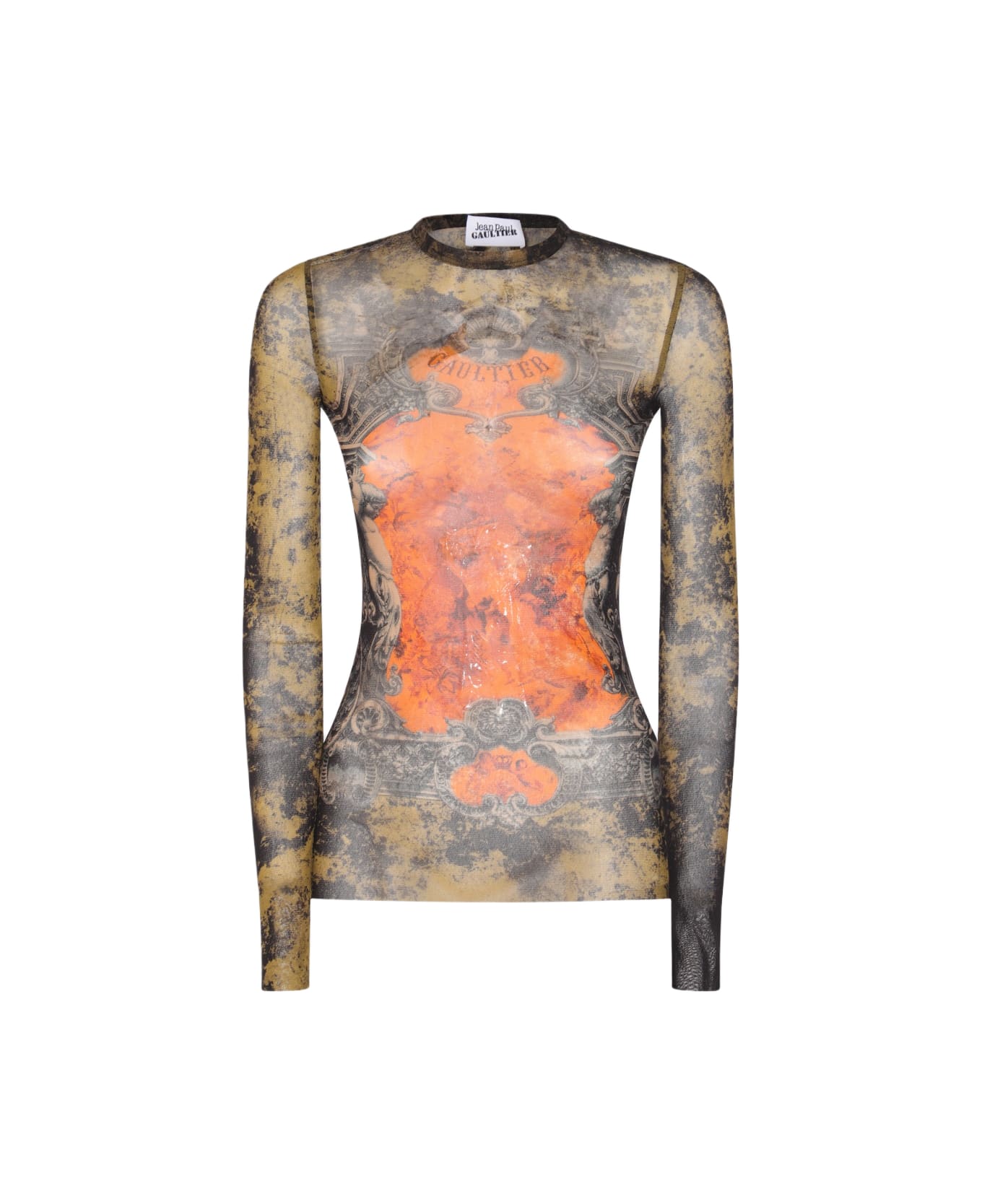 Jean Paul Gaultier Black And Red Top - BLACK/KHAKI/ORANGE