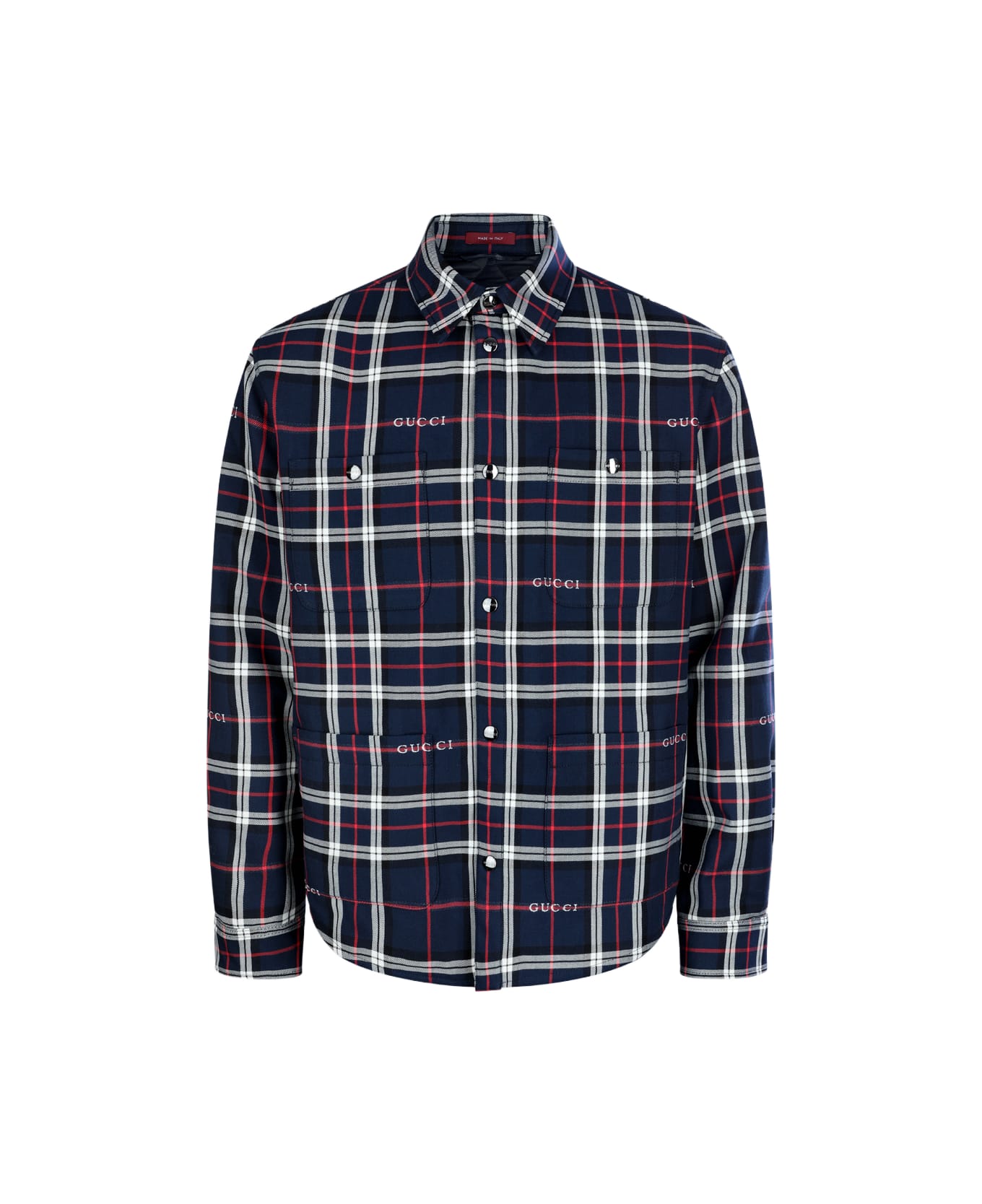 Gucci Blue Cotton Down Jacket - Red