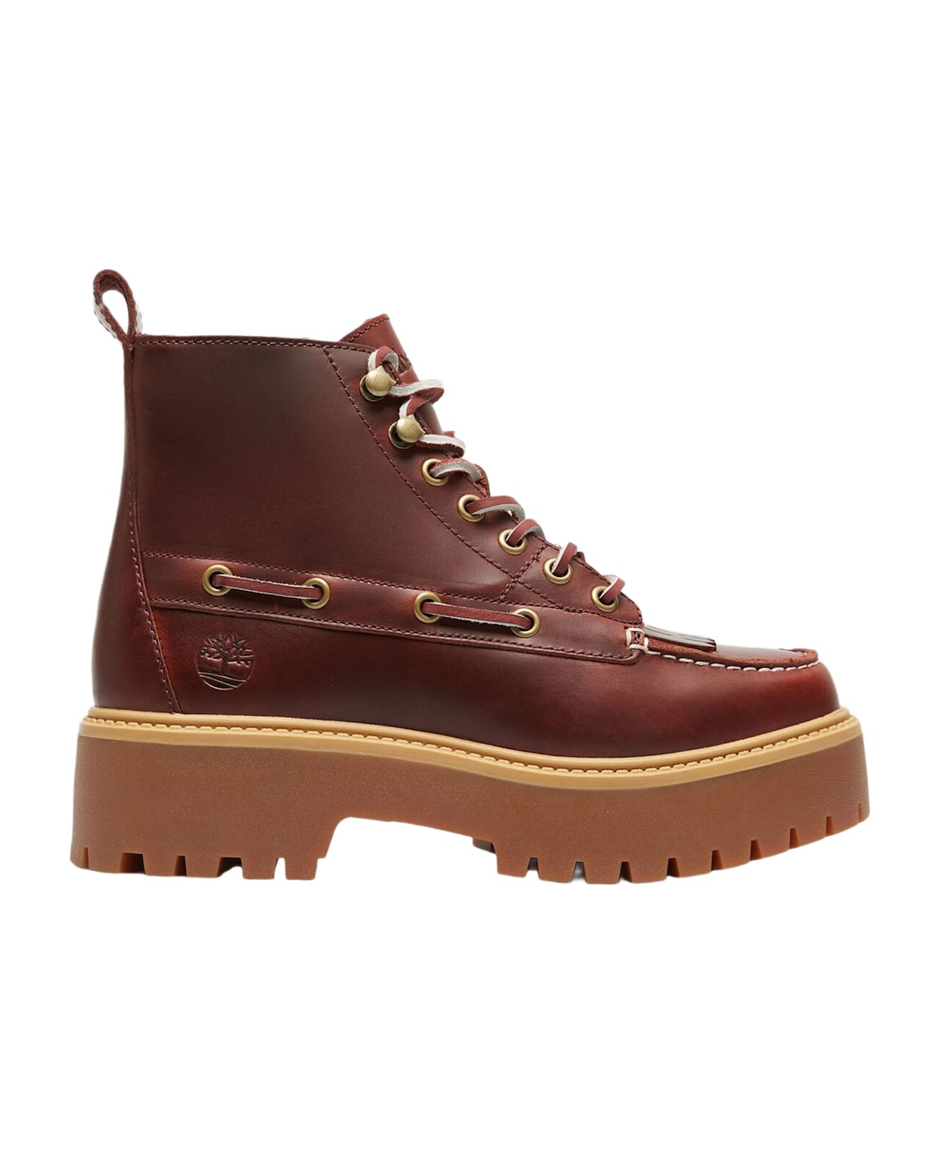 Timberland Stone Street Leather Platform Ankle Boots - Bordeaux