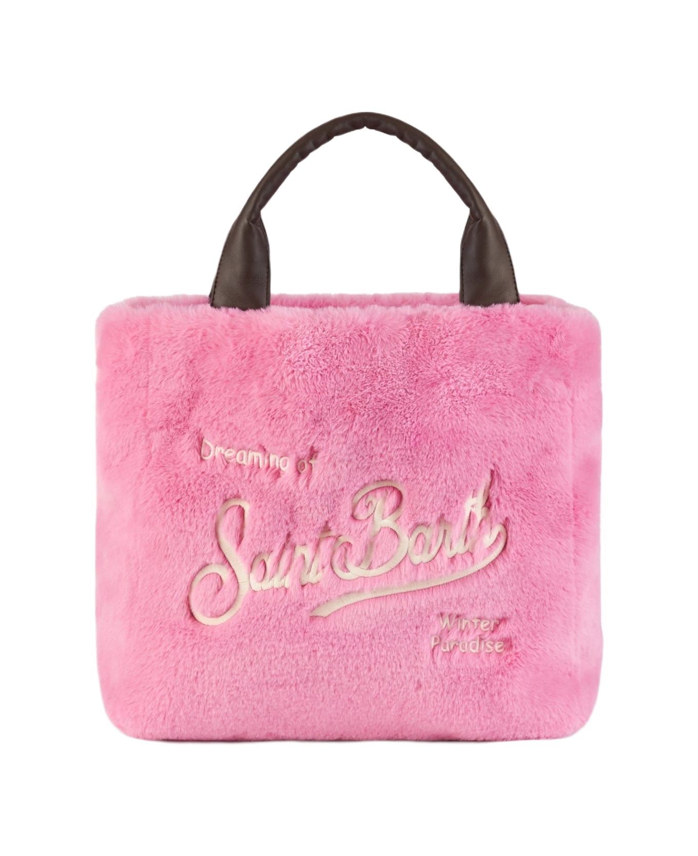 MC2 Saint Barth Furry Soft Colette Fuchsia Handbag With Shoulder Strap - PINK