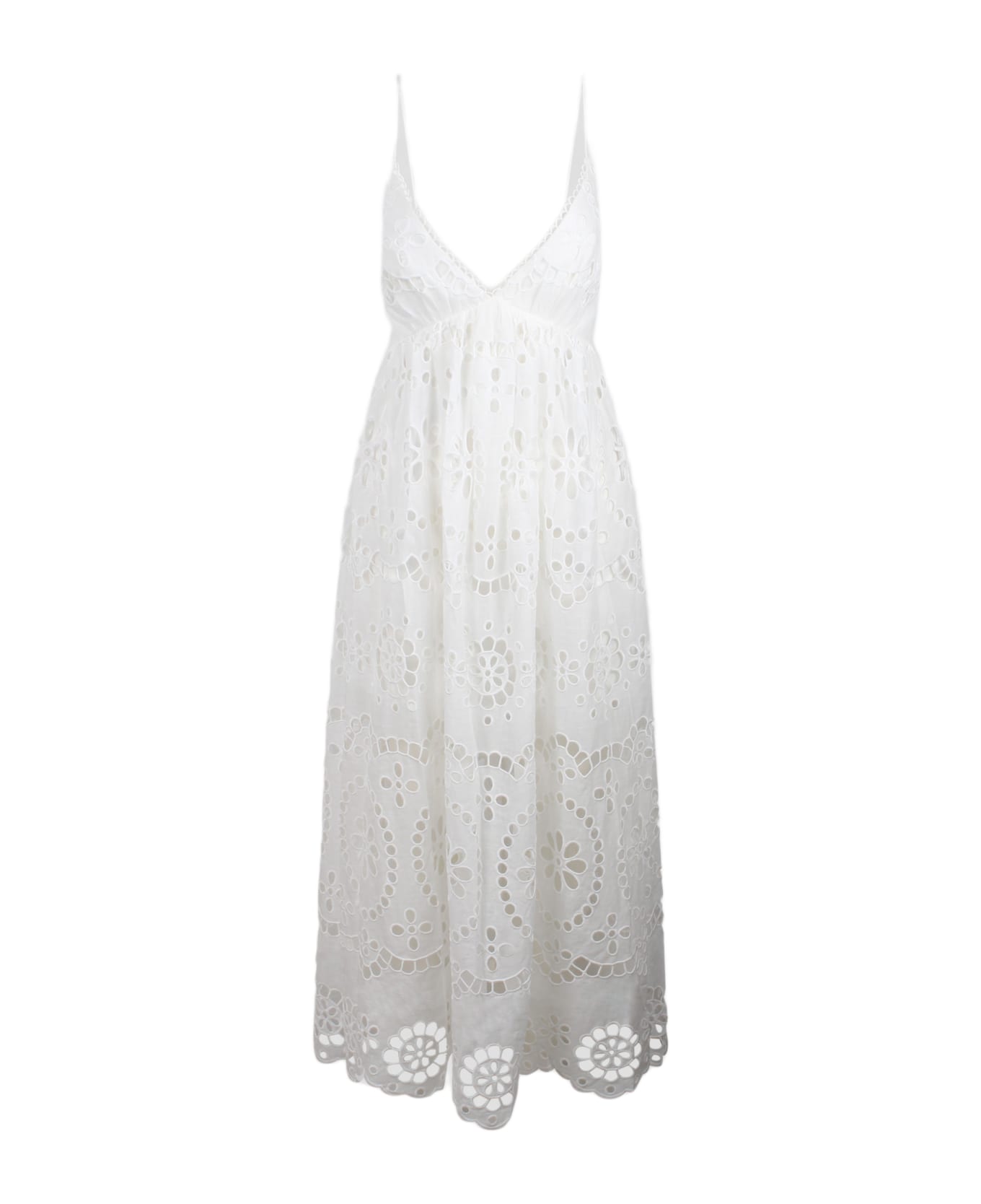 Zimmermann Lexi Embroidered Scallop Edge Slip Dress - White ワンピース＆ドレス
