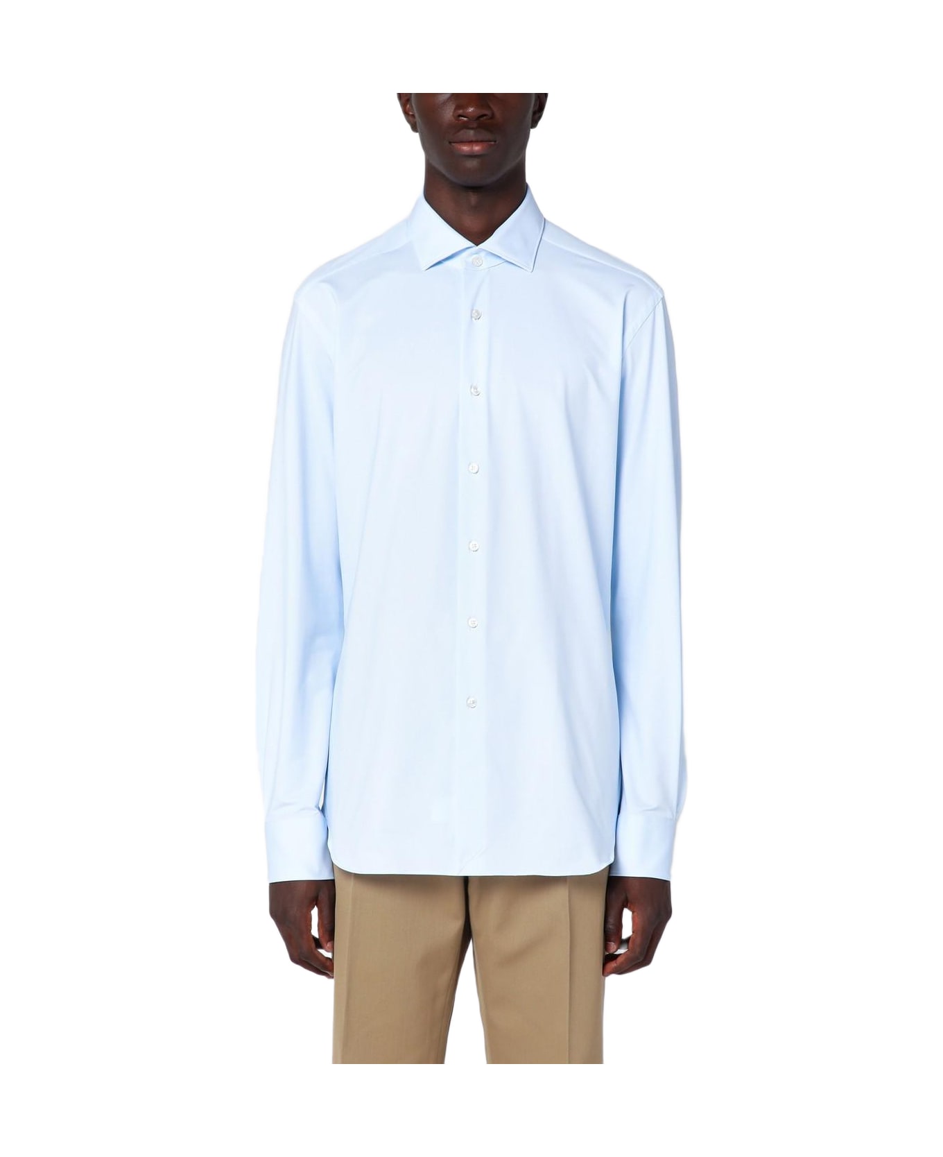 Xacus Light Blue Slim-fit Twill Active Shirt