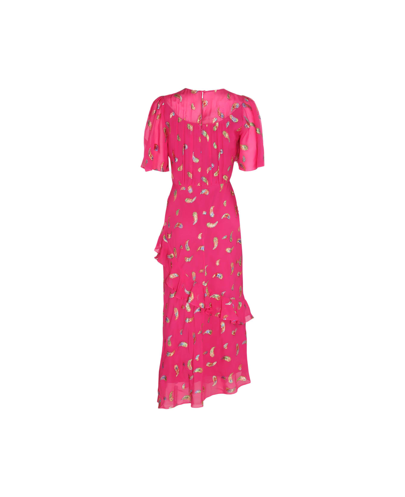 Saloni Pink Silk Blend Dress - FUCHSIA/RAINBOW