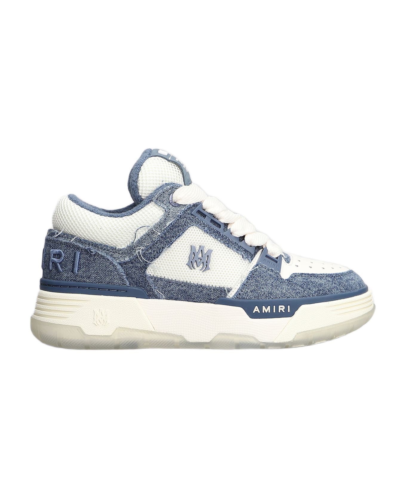 AMIRI Ma 1 Sneakers In White Cotton - Washed indigo