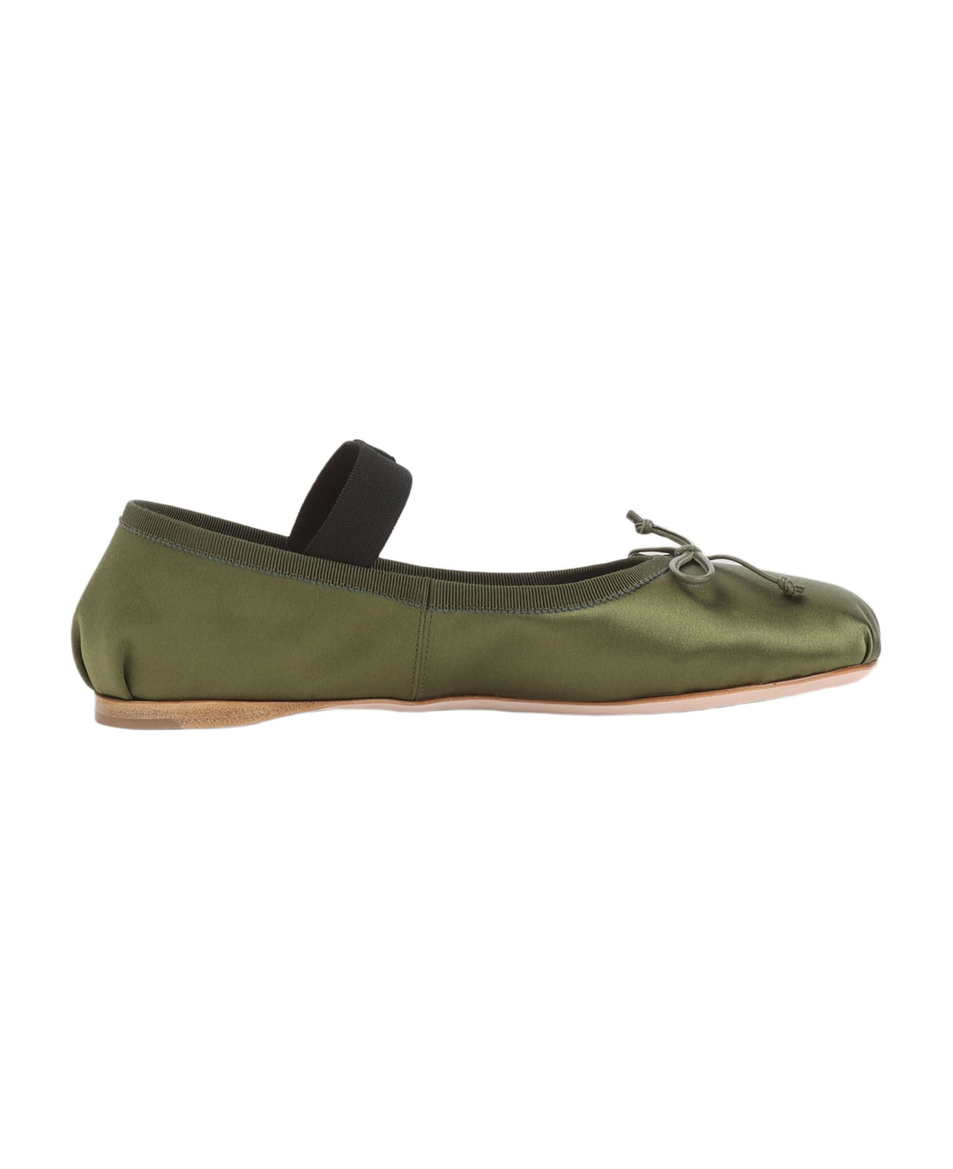 Miu Miu Olive Green Satin Ballerinas - OLIVA