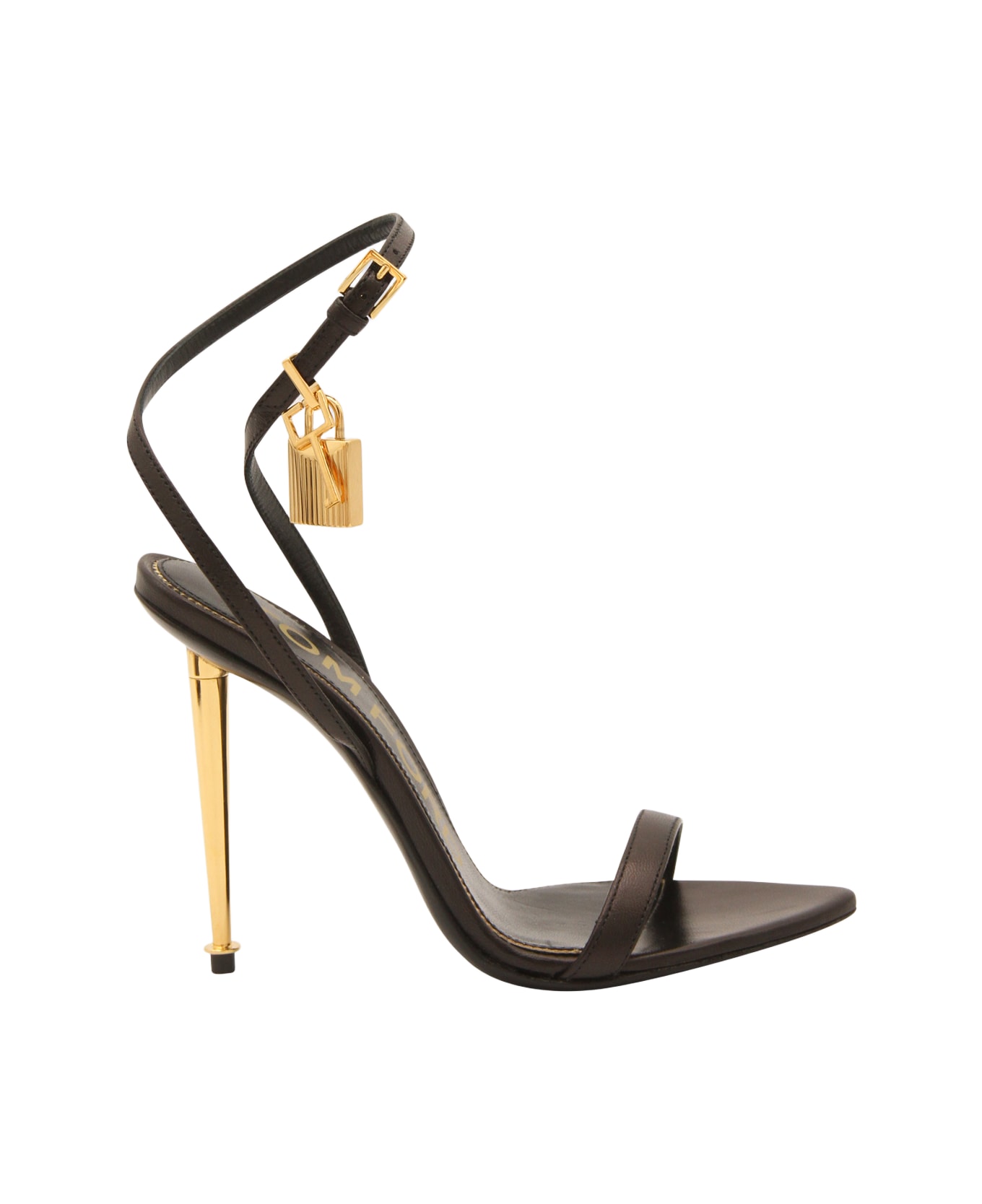 Tom Ford Black Leather Padlock Sandals - Black