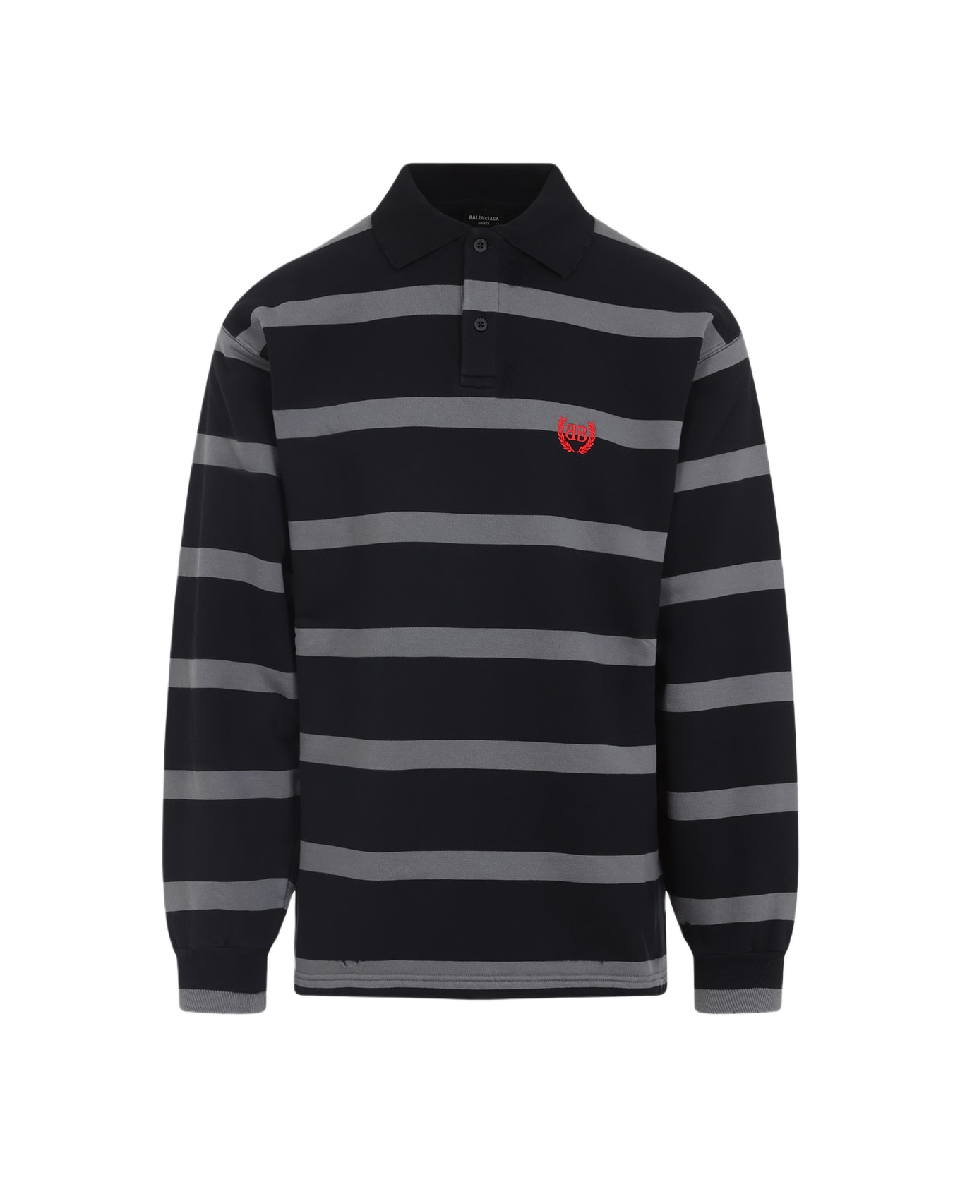Balenciaga Long Sleeves Oversized Polo - Black Anthracite