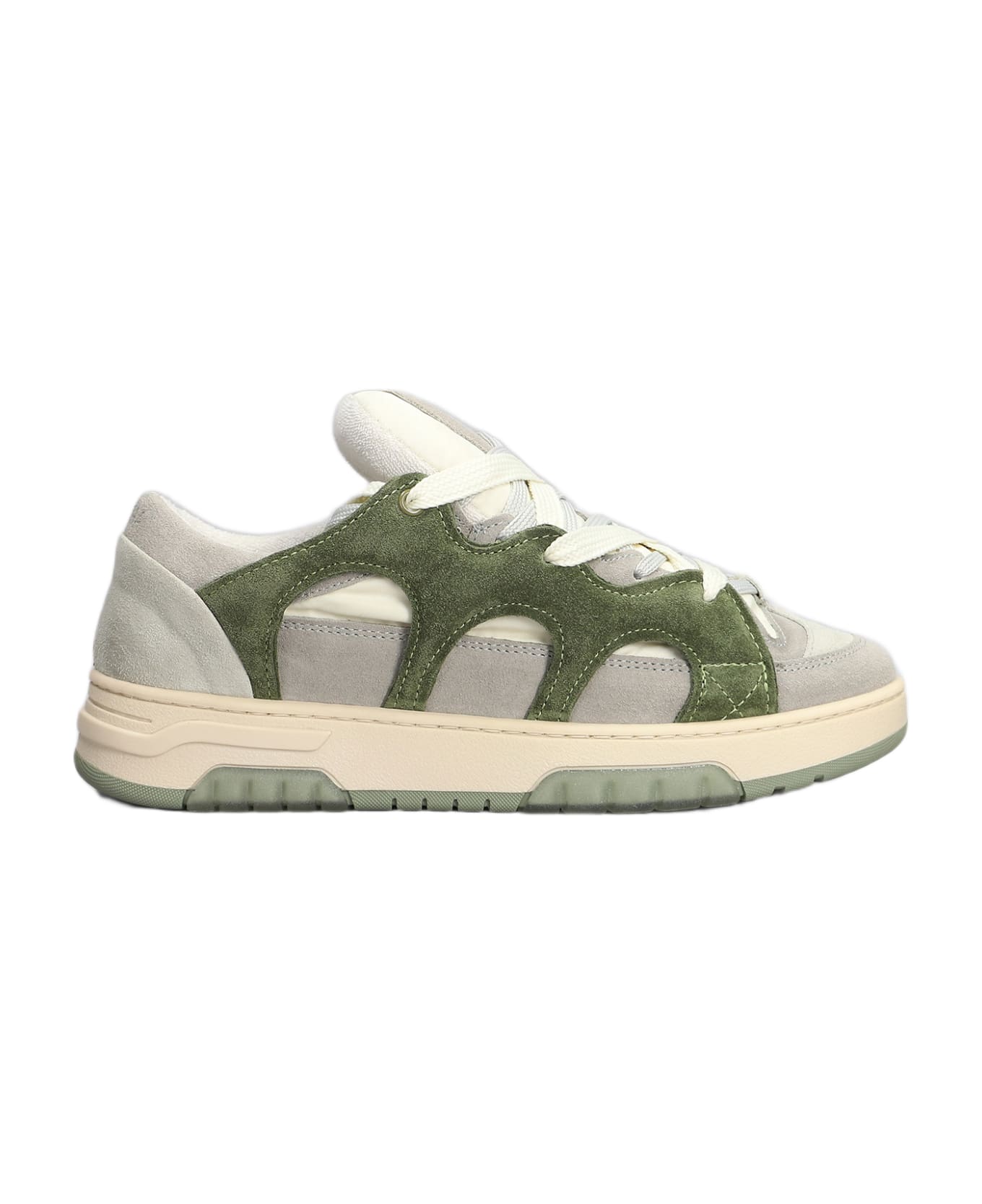 Paura Santha 1 Sneakers In Green Suede And Fabric - green