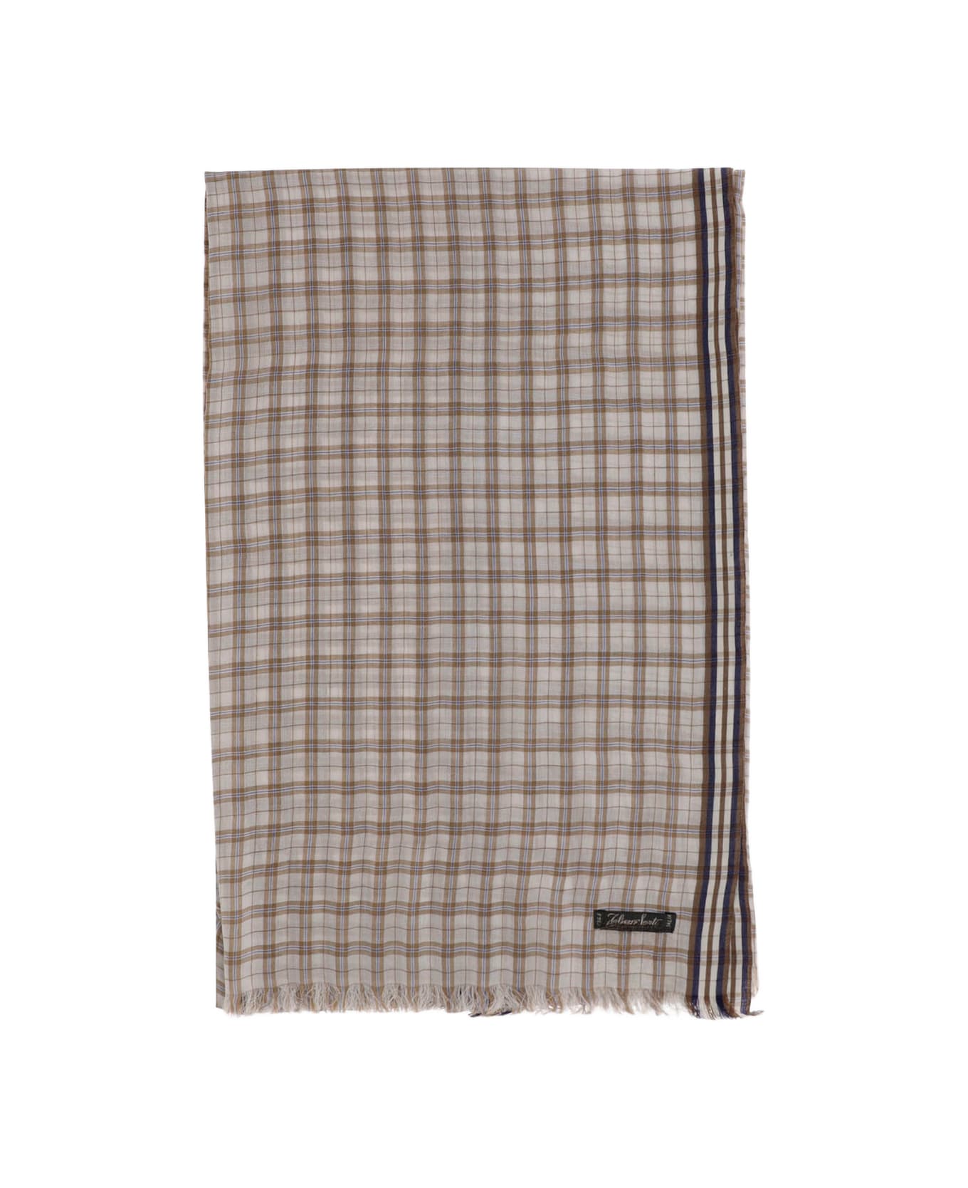 Faliero Sarti Silk Plaid Scarf - Brown