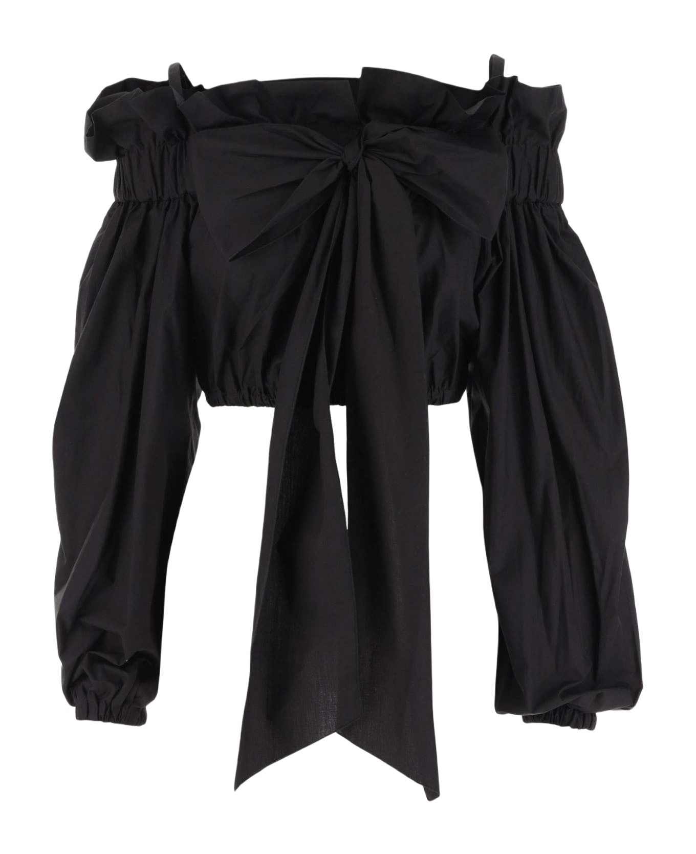 Patou Cotton Crop Top With Bow - Black タンクトップ