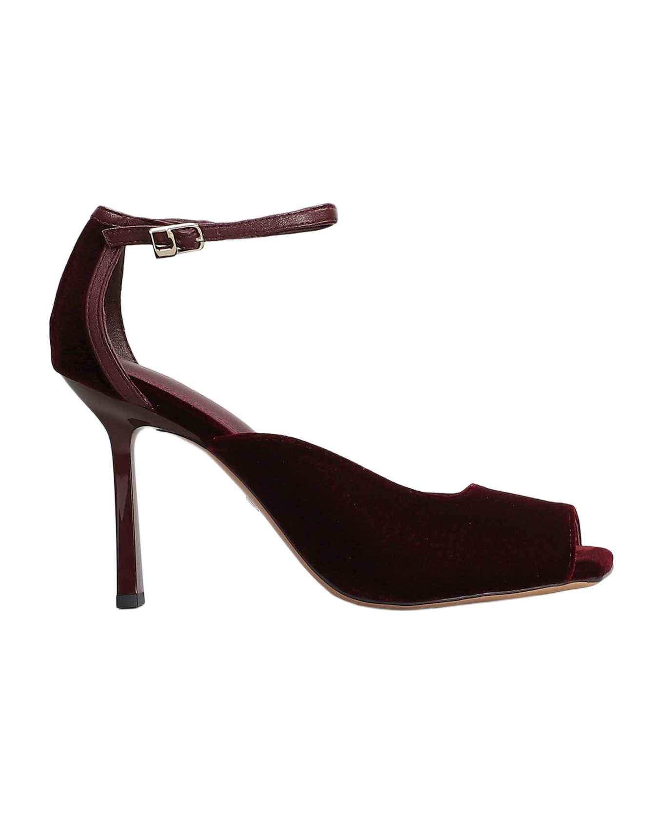 Lola Cruz Sandals In Bordeaux Velvet - bordeaux