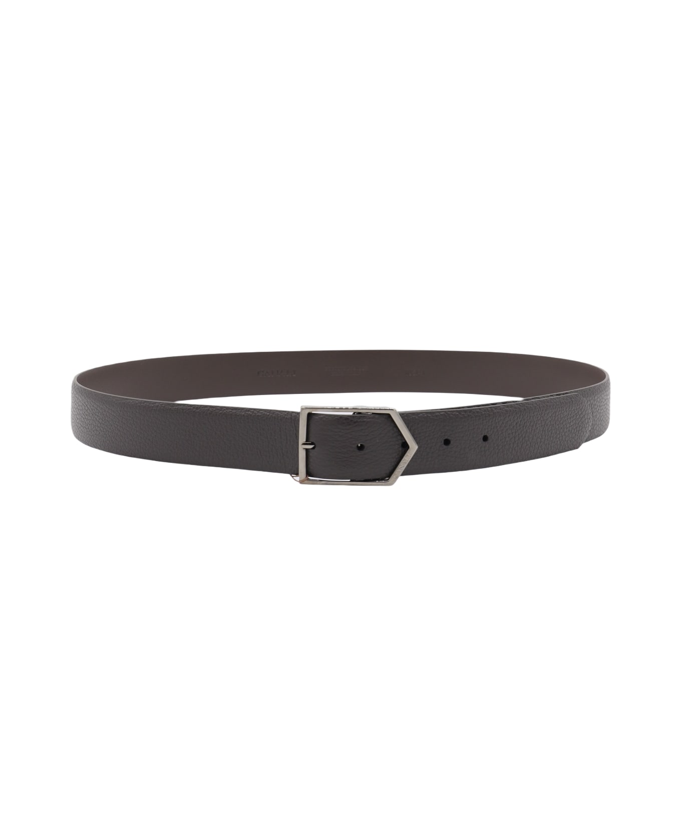 Canali Dark Grey Leather Belt