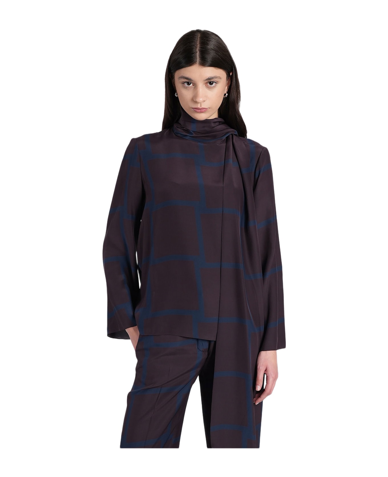 Gianluca Capannolo Antonia Scarf Blouse In Bordeaux Silk - bordeaux