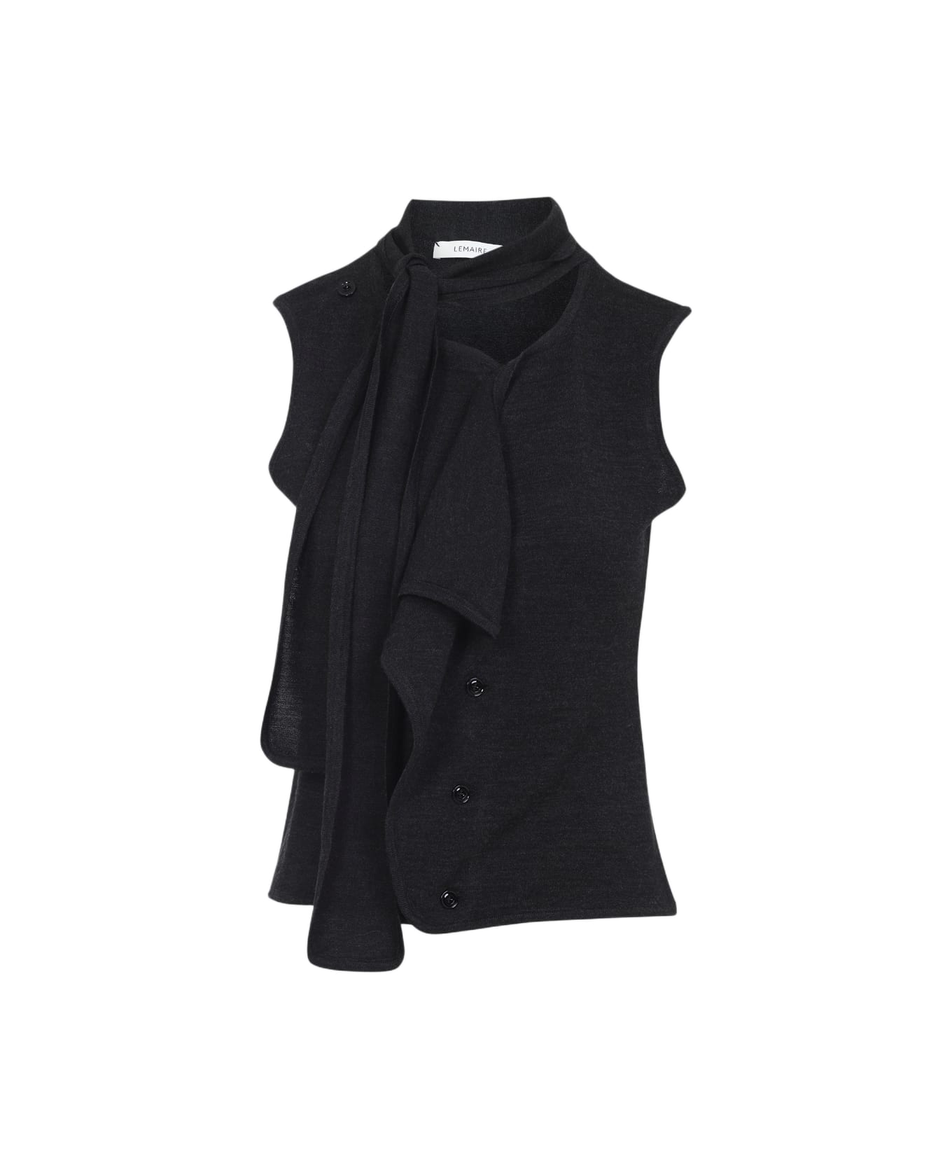 Lemaire Asymmetrical Sleeveless Cardigan - Anthracite