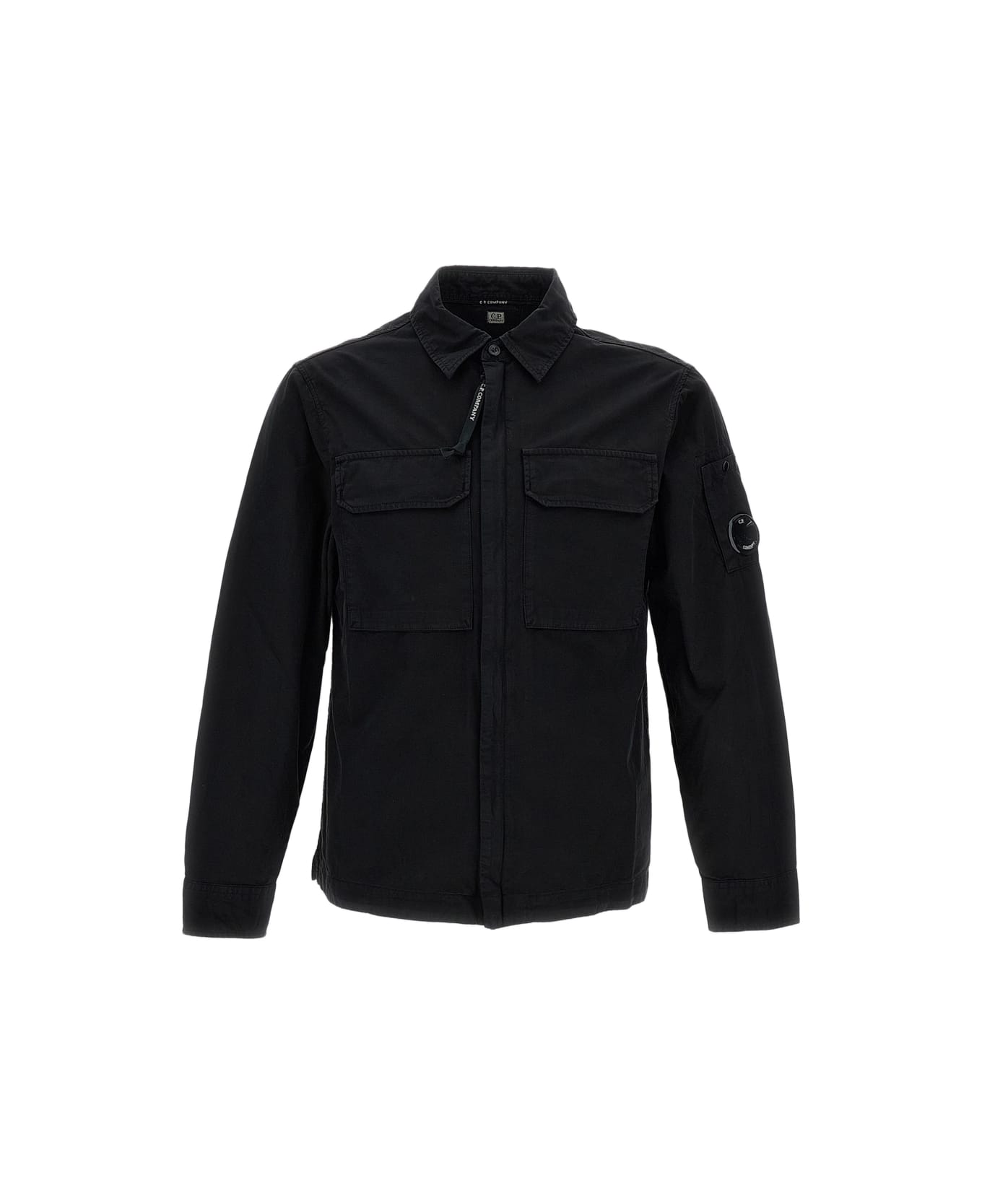 C.P. Company Oversized Organic Gabardine Zip-up Shirt - Black