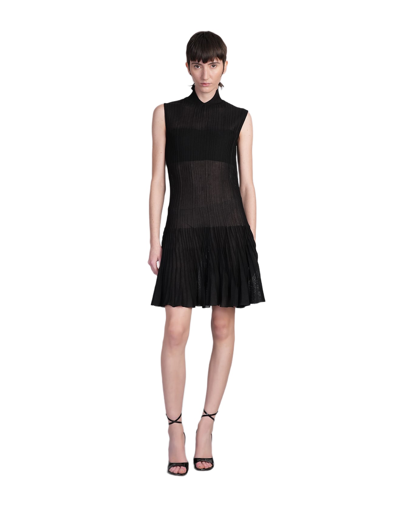 ANDREĀDAMO Mini Dress In Black Viscose - black