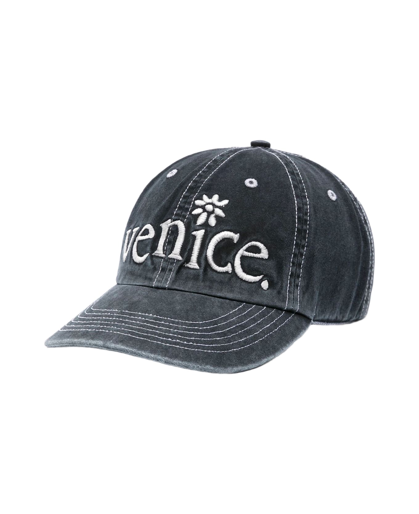 ERL Unisex Venice Cap Woven Black baseball cap with Venice embroidery - Unisex Venice Cap Woven - Nero