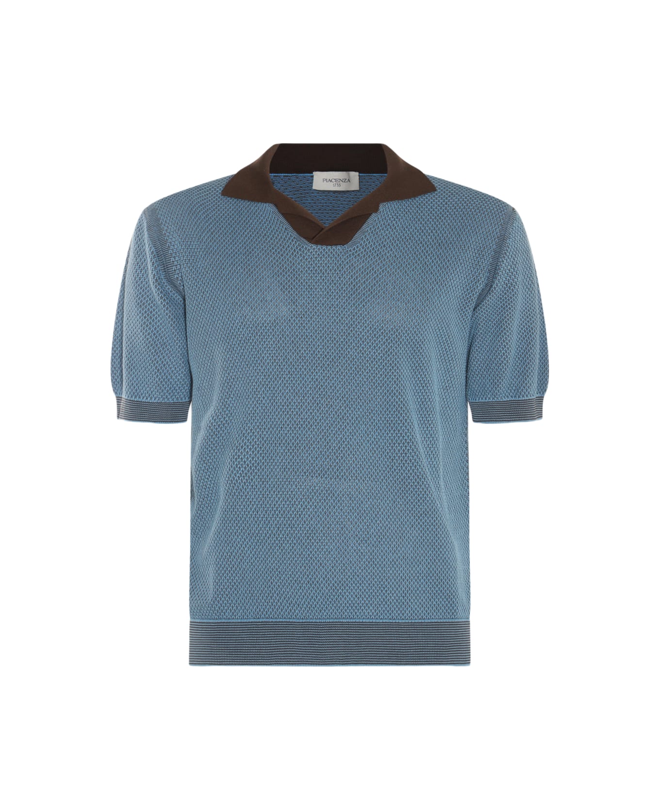 Piacenza Cashmere Blue Cotton-silk Blend Polo Shirt - Blue