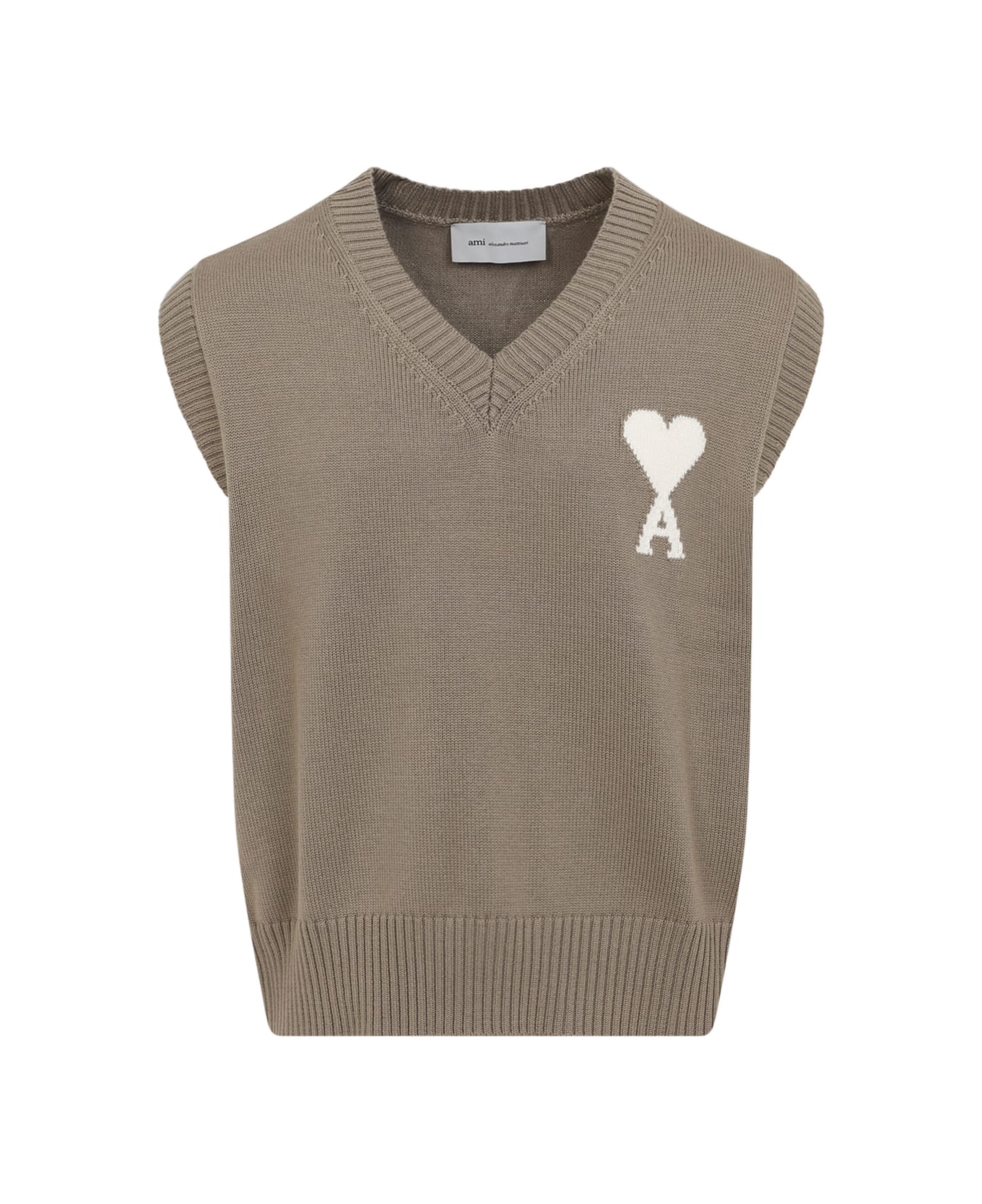 Ami Alexandre Mattiussi Wool And Cotton Vest - Beige Taupe Ecru