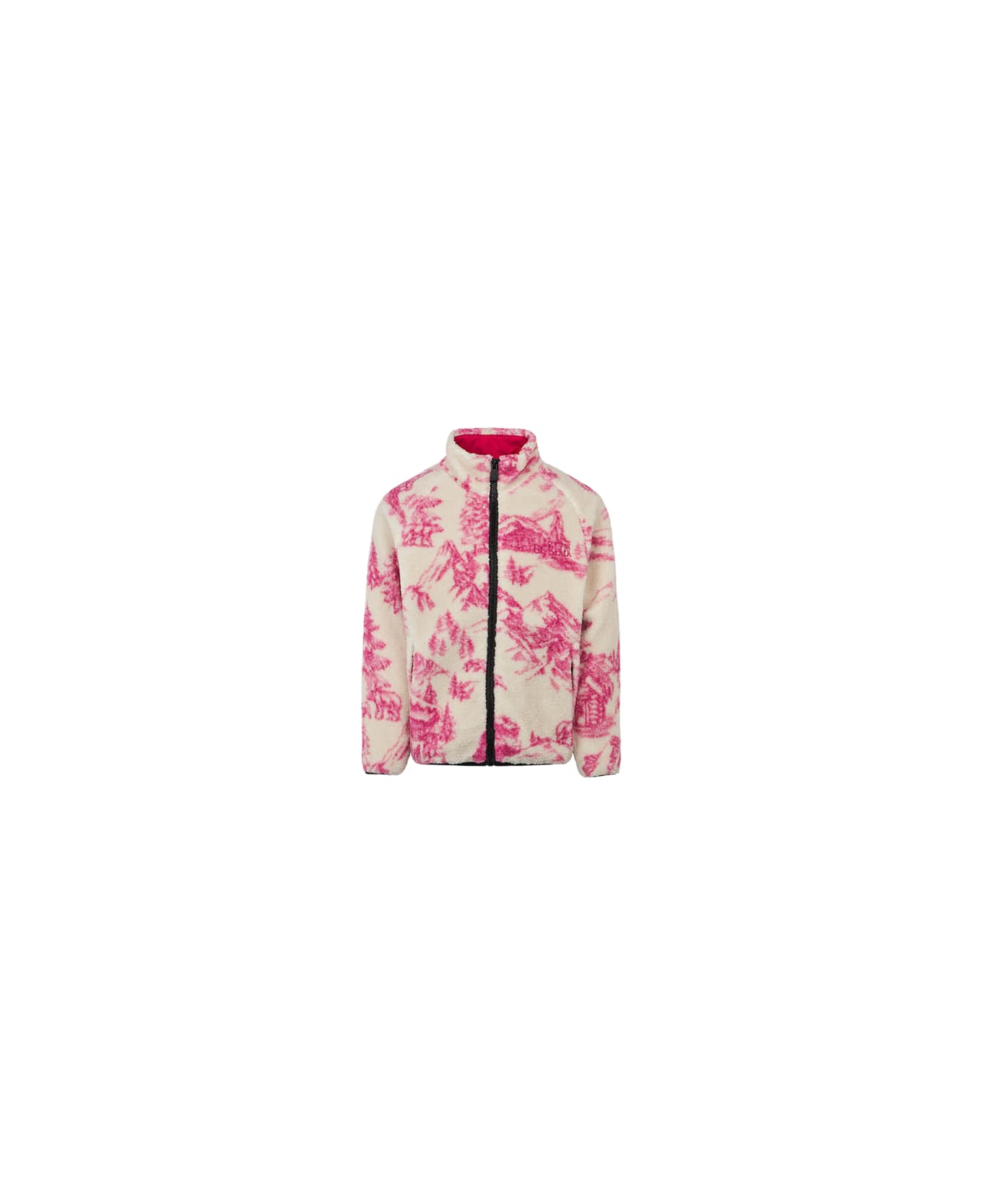MC2 Saint Barth Girl Sherpa Jacket With Toile De Jouy Print - WHITE