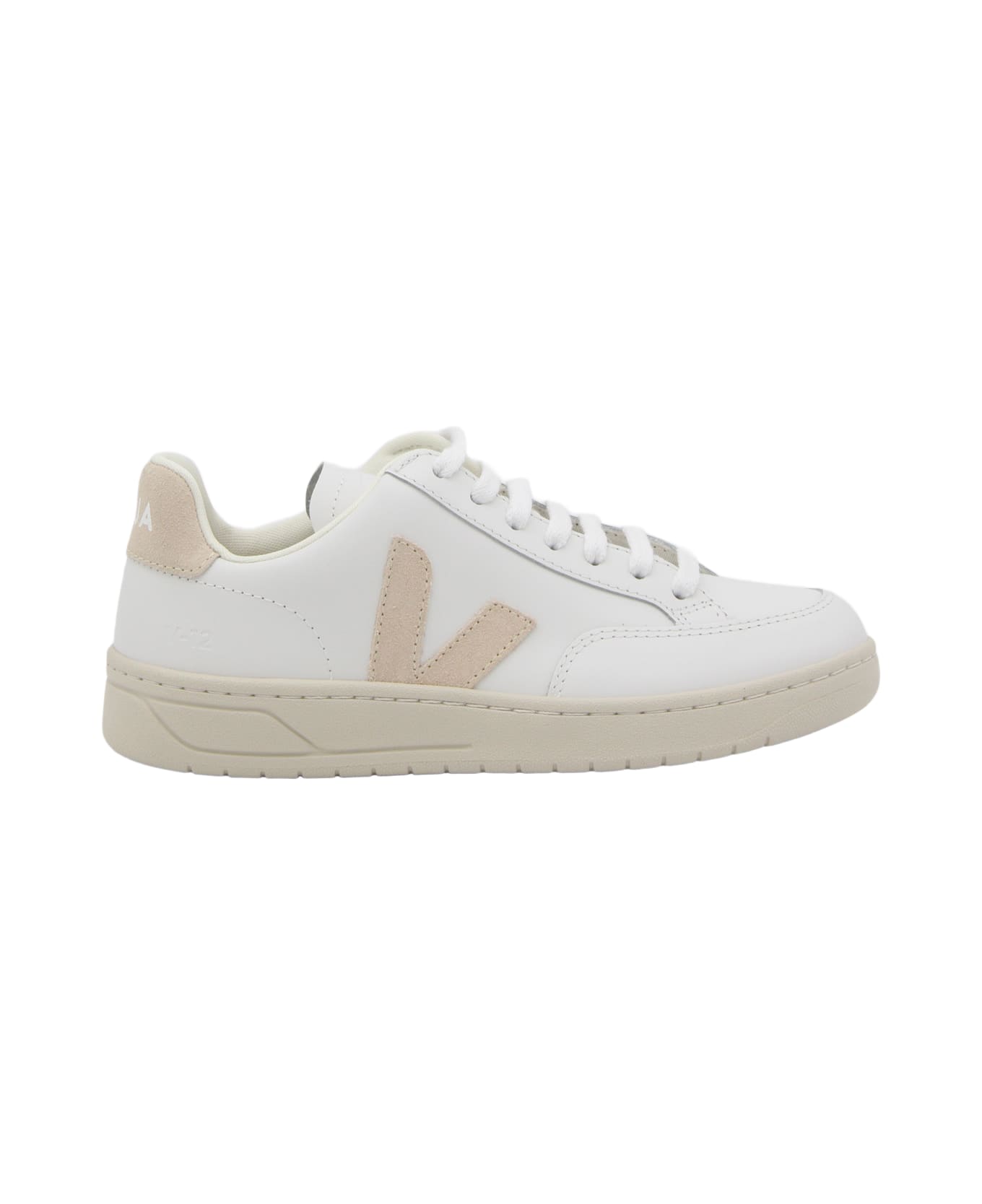 Veja White And Pink Leather V-12 Sneakers - EXTRA-WHITE/SABLE