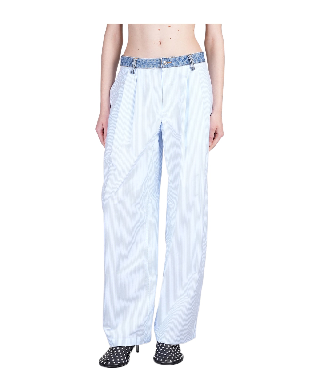 Alexander Wang Pants In Blue Cotton - blue