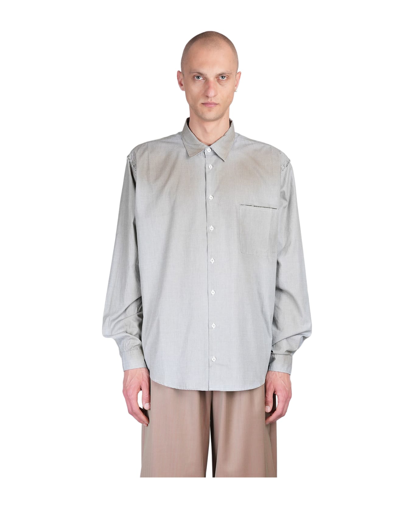 Paura Erzin Shirt In Grey Cotton - grey