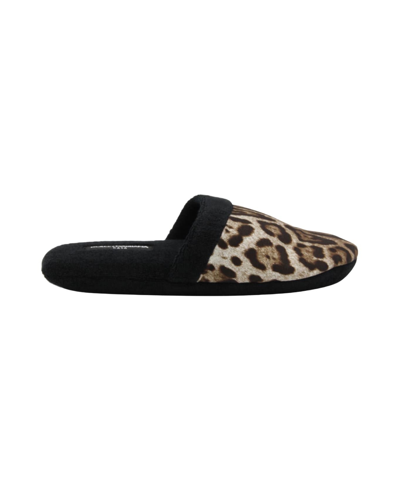 Dolce & Gabbana Black Leopardo Cotton Terry Slippers - Leopardo