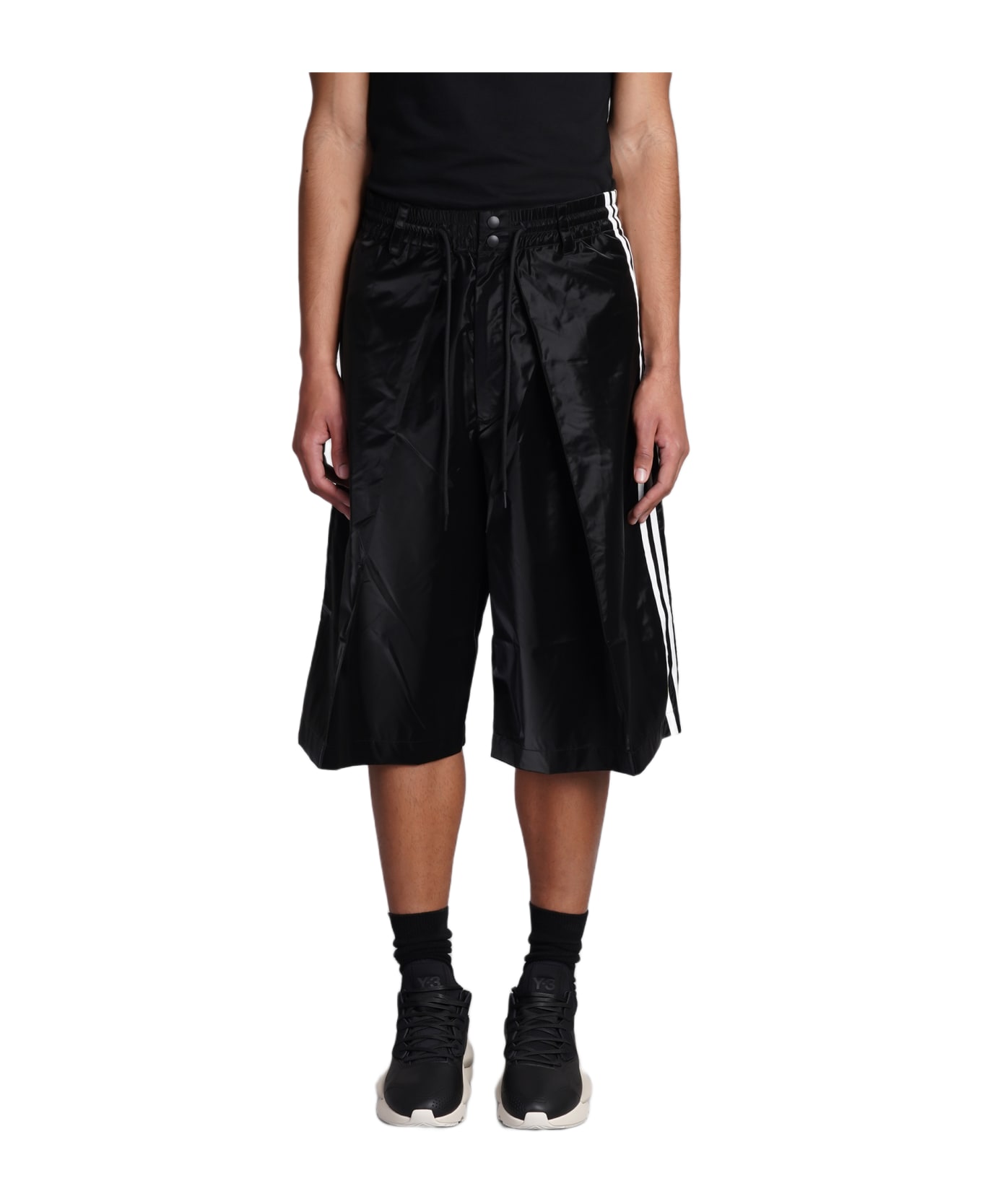 Y-3 Bermuda Shorts With Side Bands - black