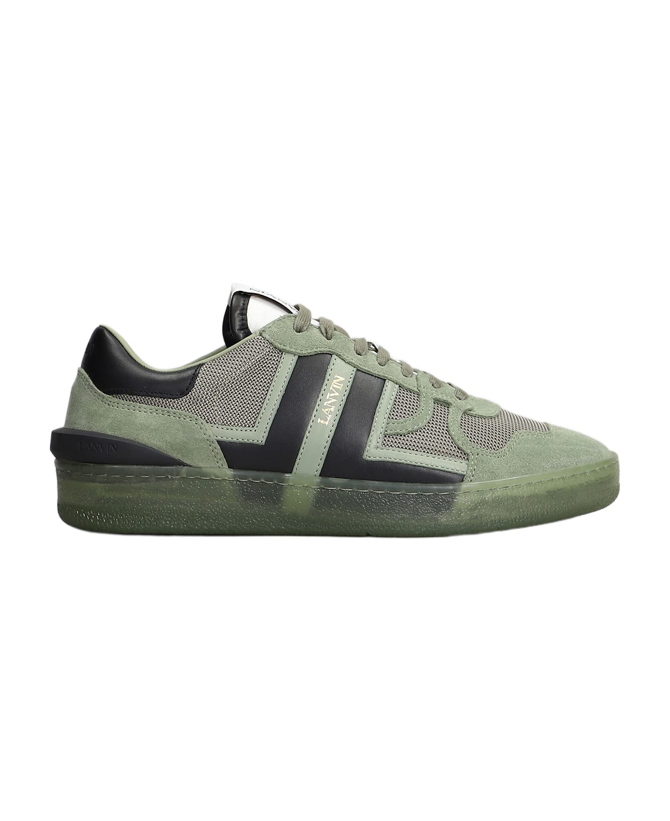 Lanvin Clay Sneakers In Green Suede And Fabric - green