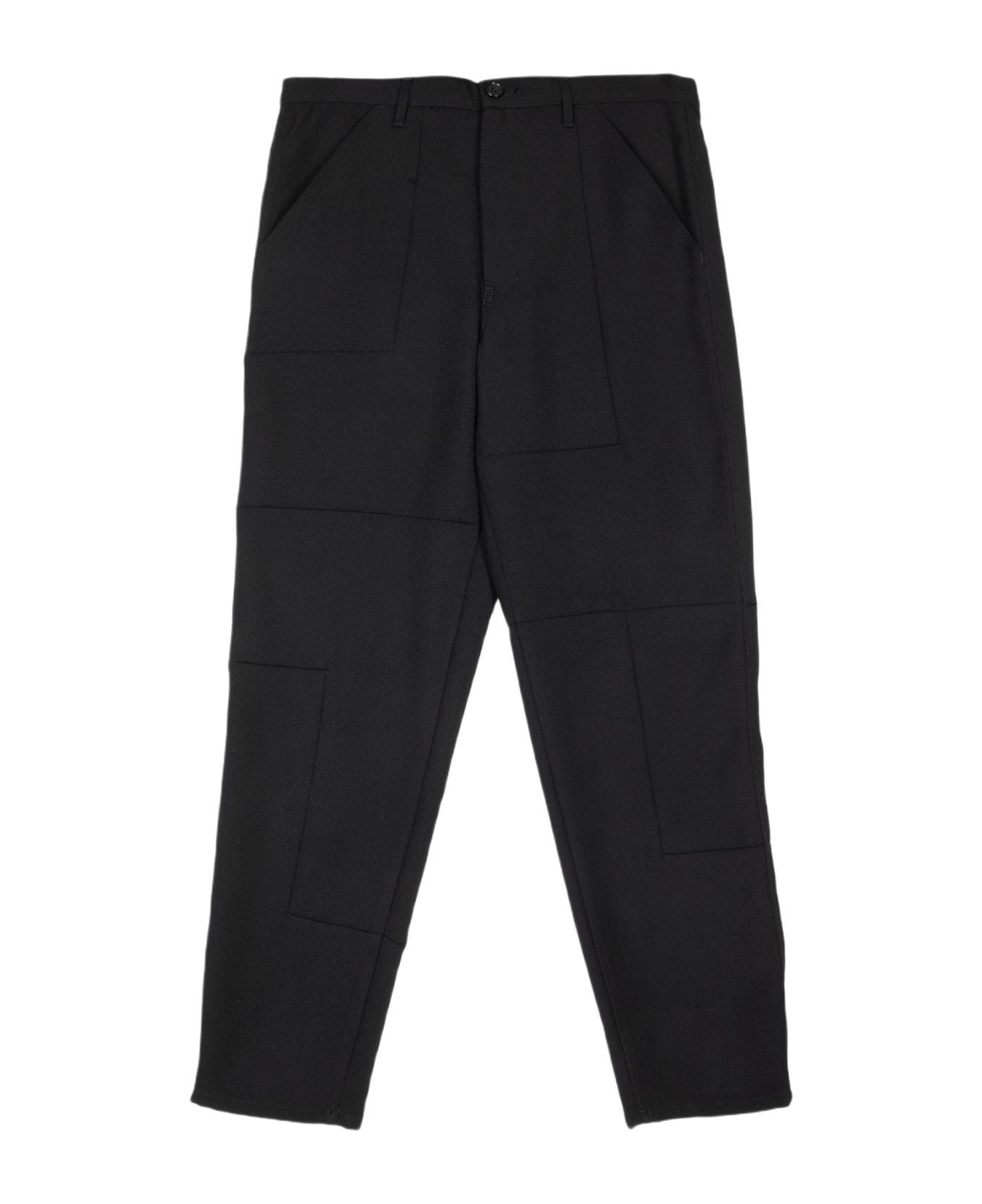 Comme des Garçons Shirt Mens Pants Woven Black wool patchwork tapered pant - Nero ボトムス