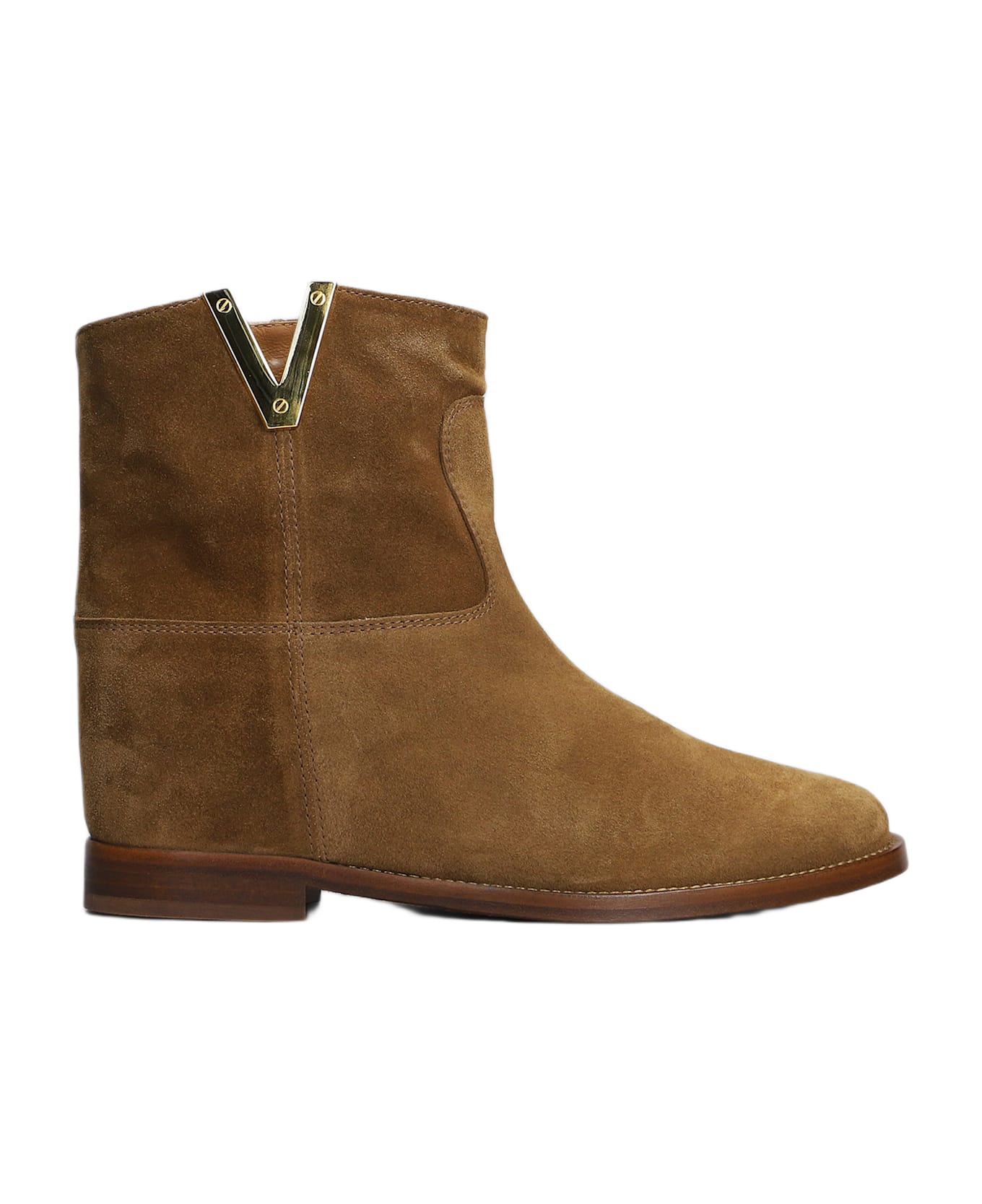 Via Roma 15 Ankle Boots Inside Wedge In Leather Color Suede - leather color