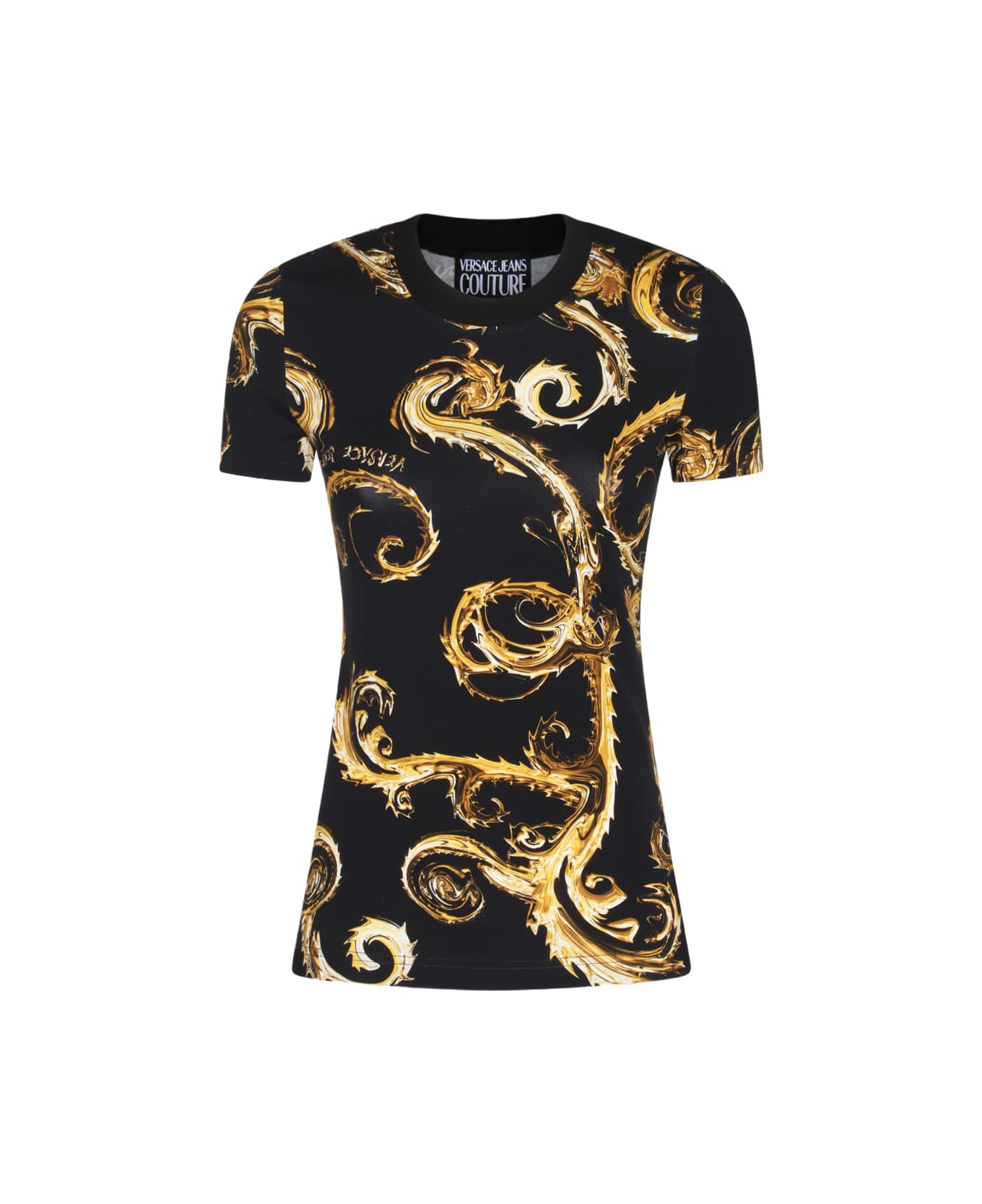 Tシャツ・カットソー VERSACE JEANS COUTURE Woman T-Shirt Black 78HAH6P8JS472 G89 VERSACE JEANS COUTURE WOMEN'S LOGO PRINT T SHIRT-BLACK. | eBay