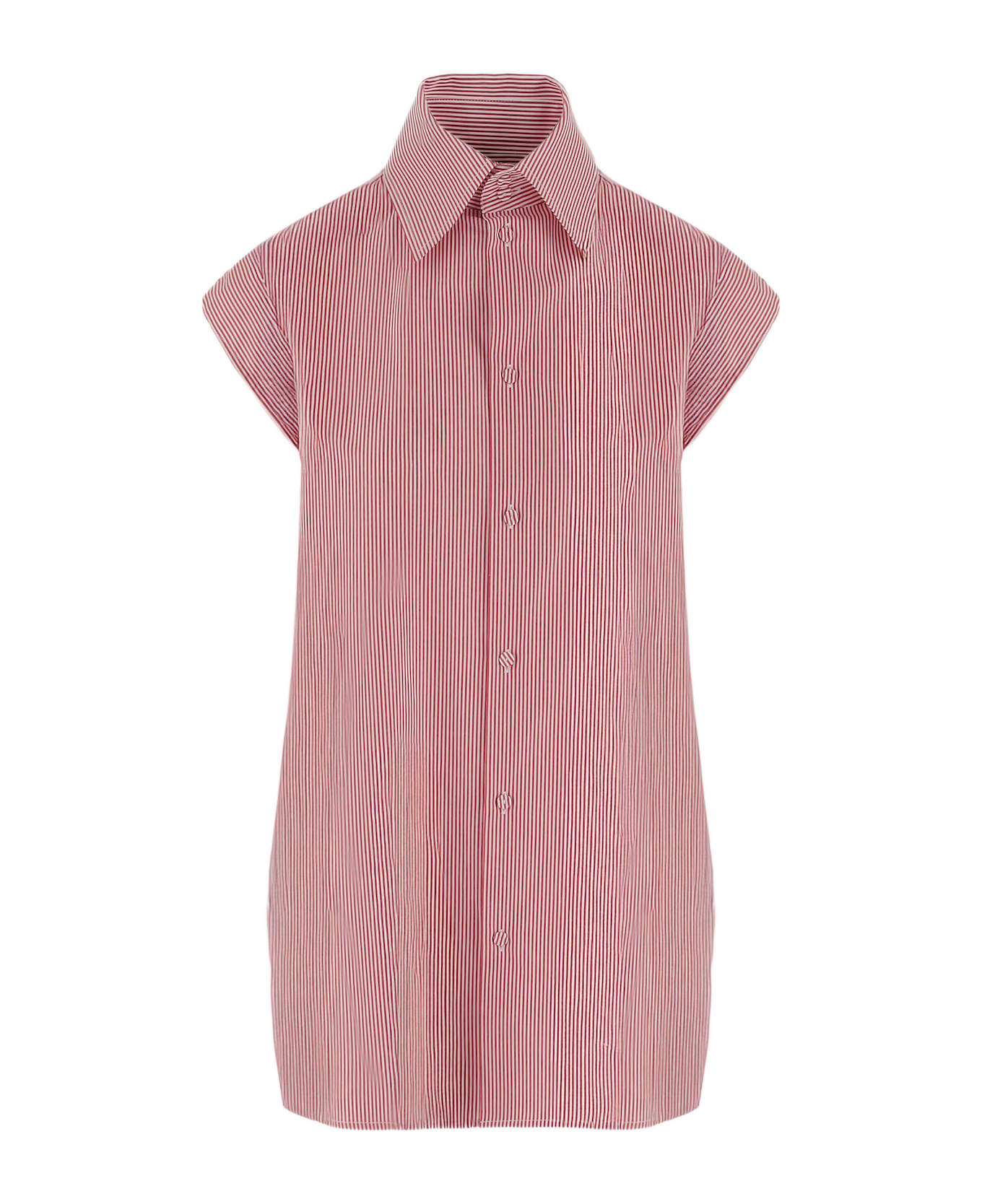 Armarium Malik Sleeveless Striped Shirt - Red