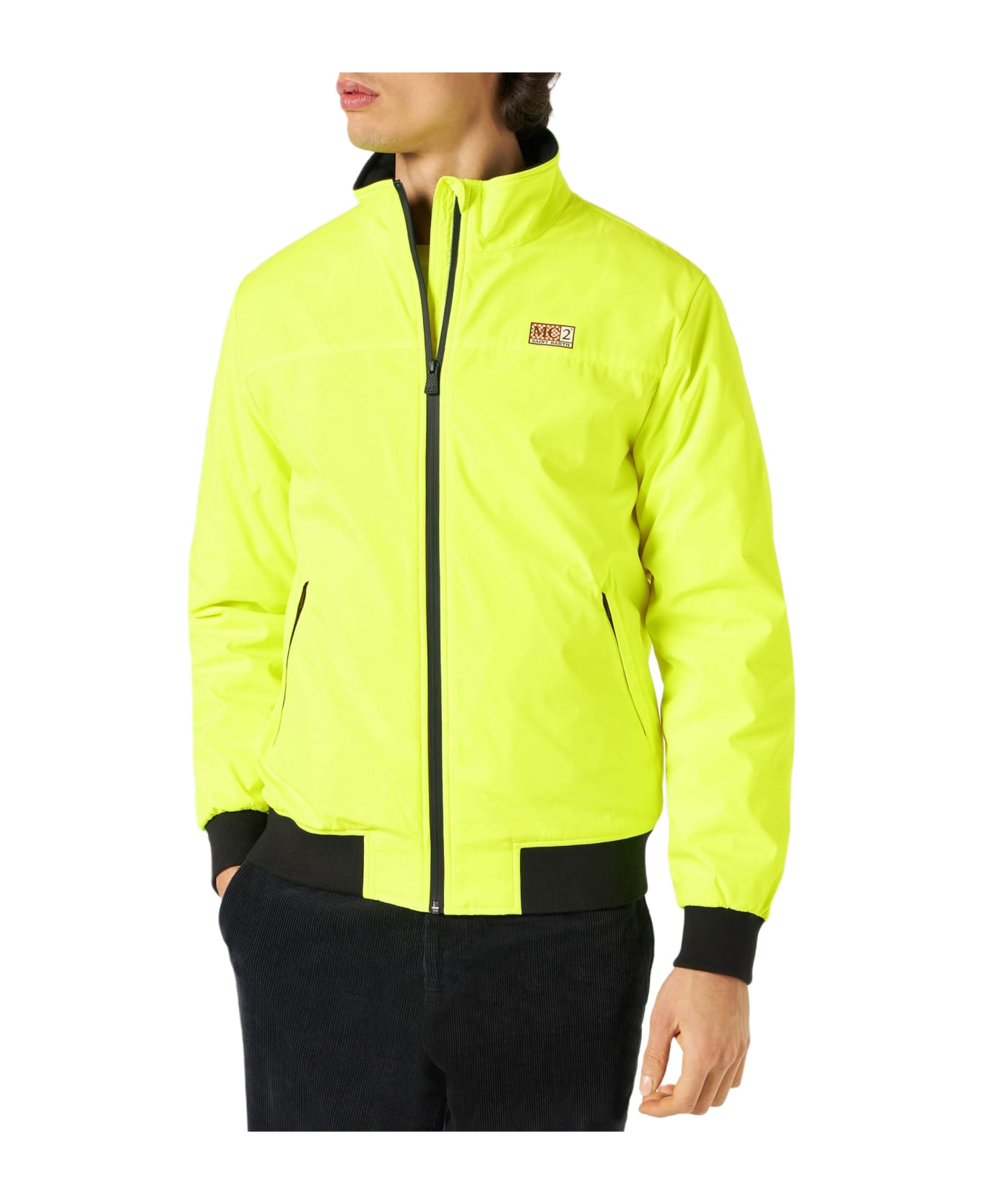 MC2 Saint Barth Man Fluo Yellow Bomber Jacket With Furry Lining - YELLOW