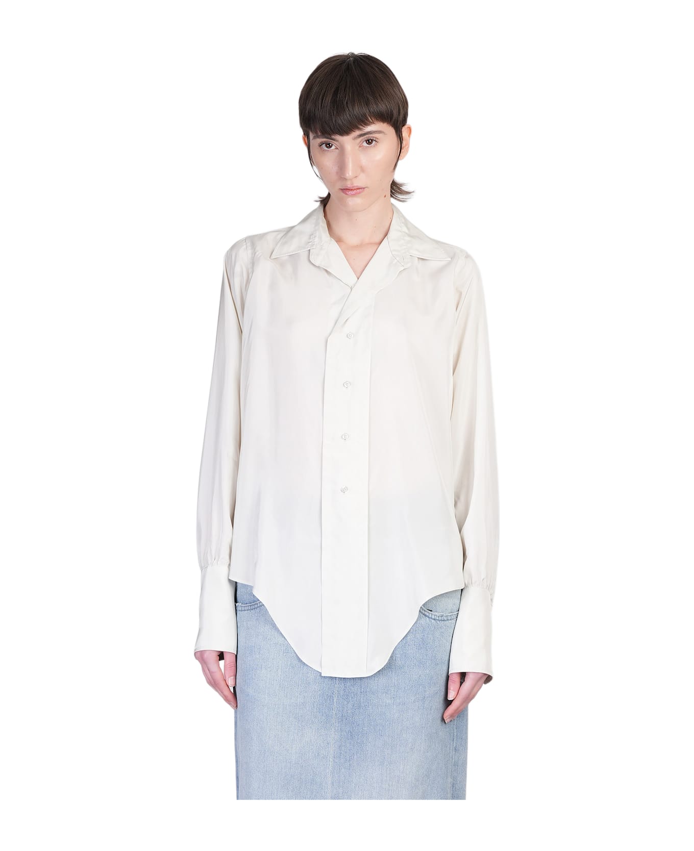 Shirt In Grey Viscose - Thumbnail 2
