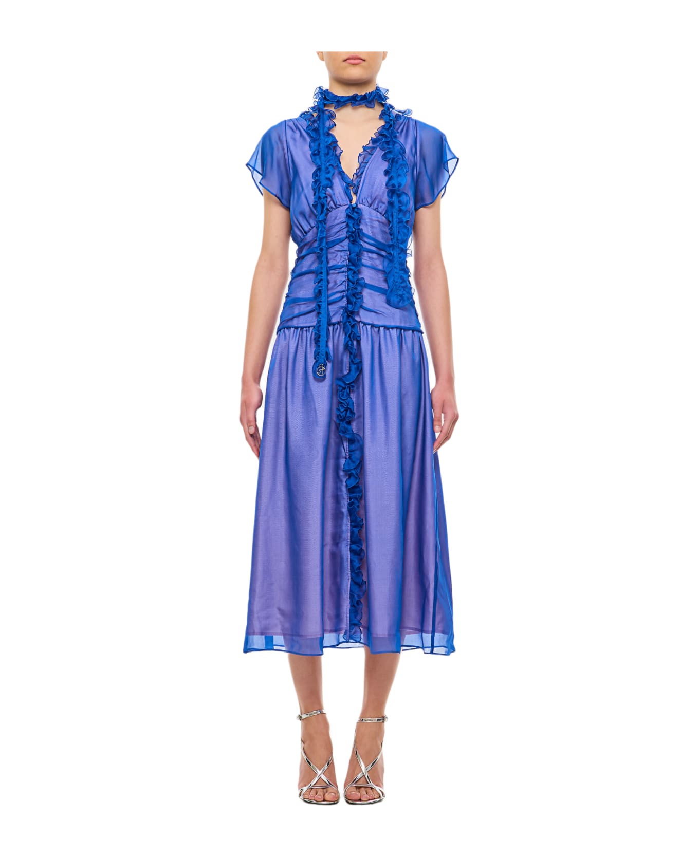 Saks Potts Blaire Silk Dress - Blue ワンピース＆ドレス
