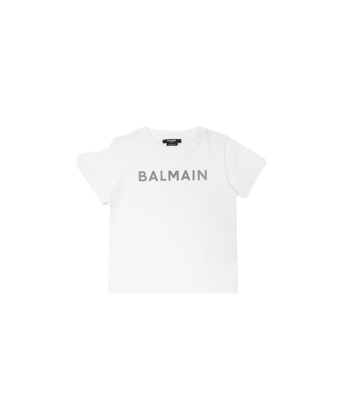 Balmain T-shirt With Metallic Logo - White