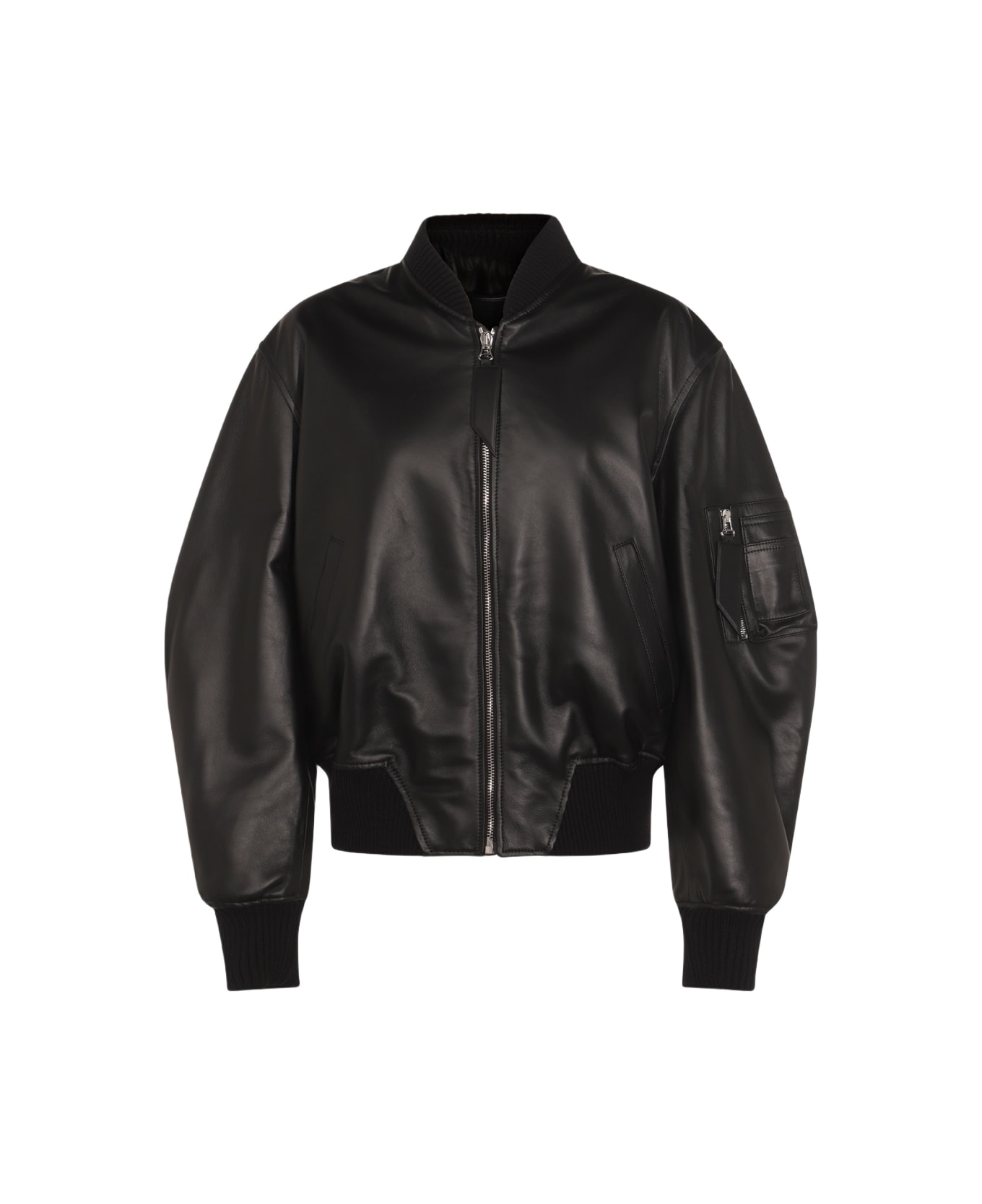The Attico Black Leather Jacket - Black