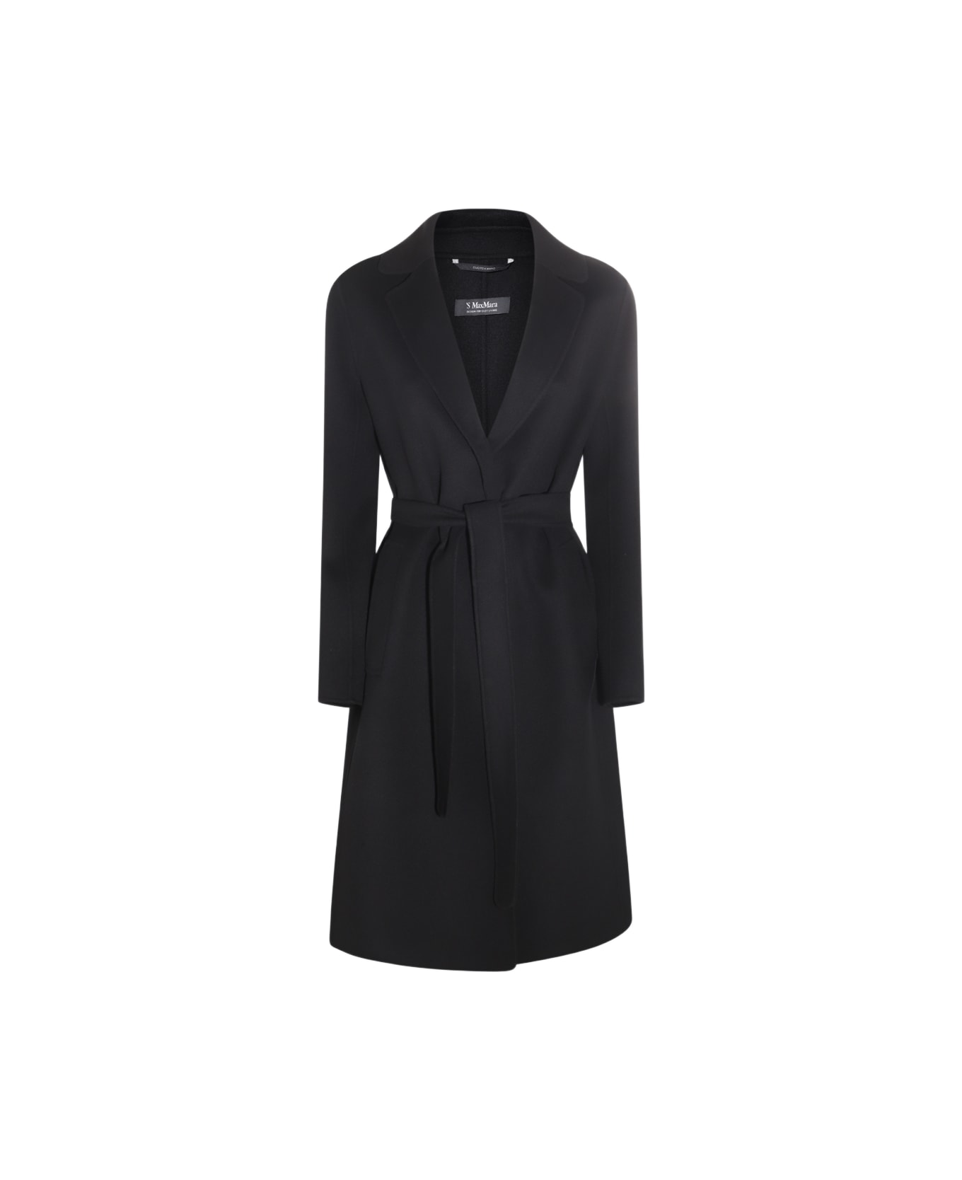 
S Max Mara Black Wool Coat - Black