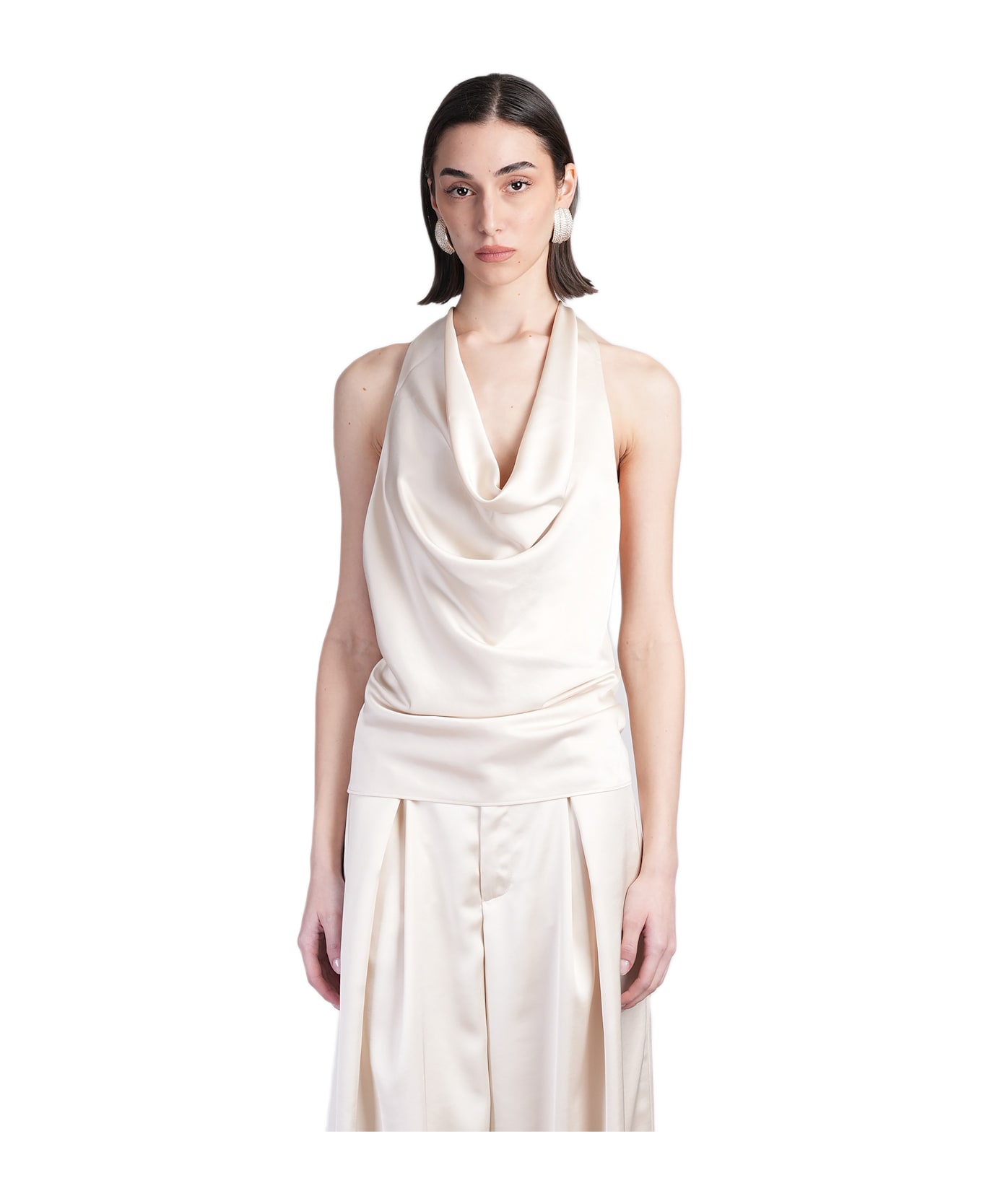 The Andamane Verushka Top Topwear In Beige Polyester - beige