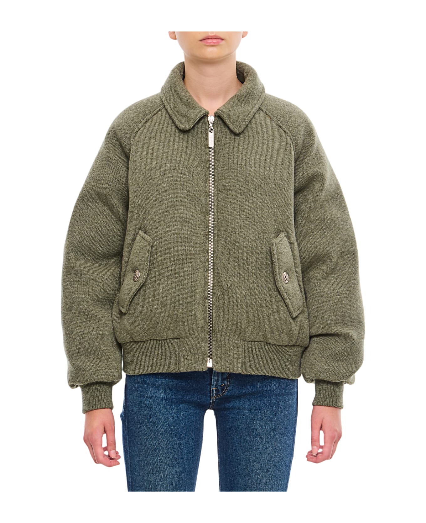 Barrie Women's Padded Bomber Jacket In Green Cashmere - Green
